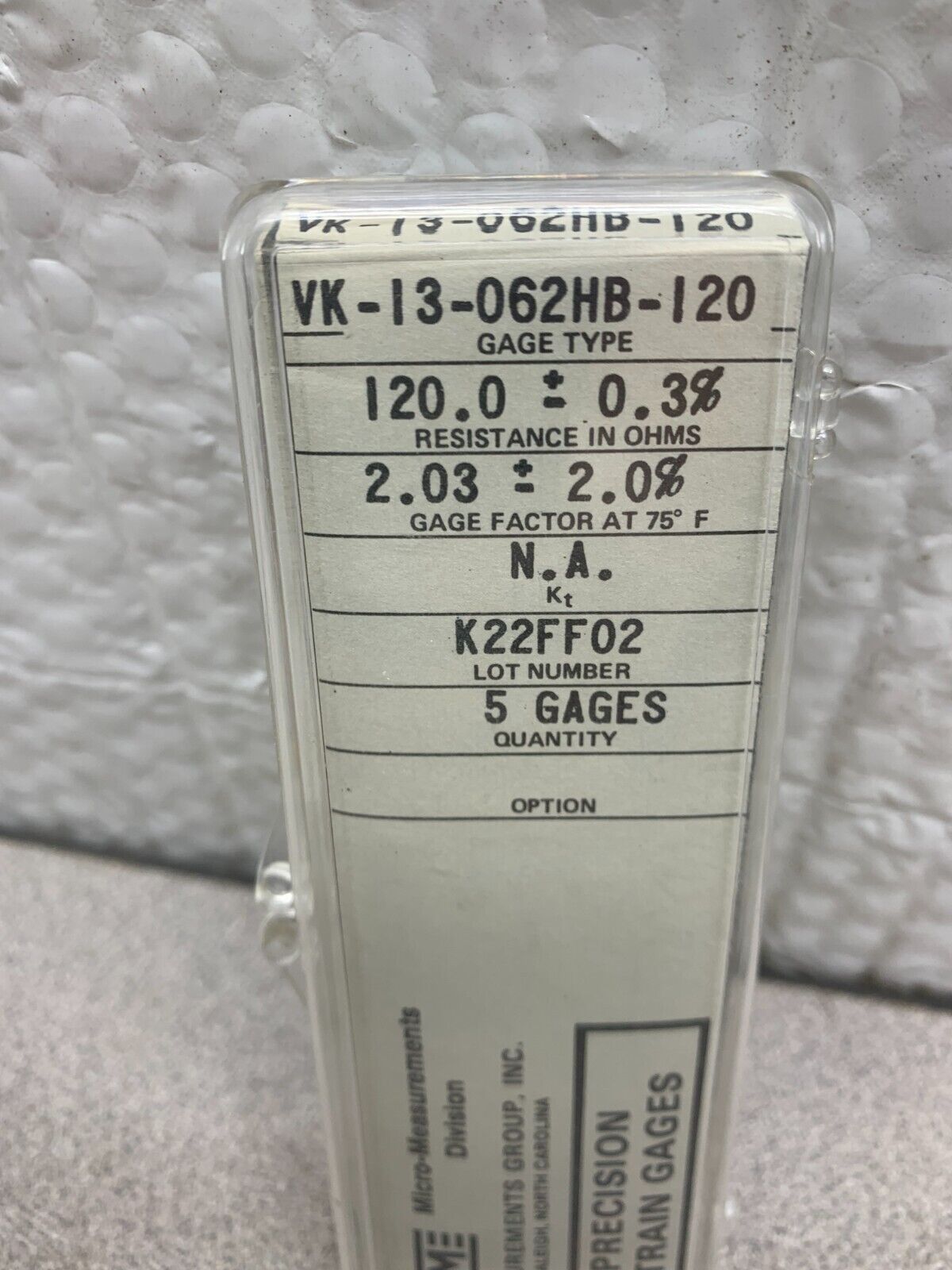 NEW PACK OF 5 MICRO-MEASUREMENTS PRECISION STRAIN GAGES VK-13-062HB-120