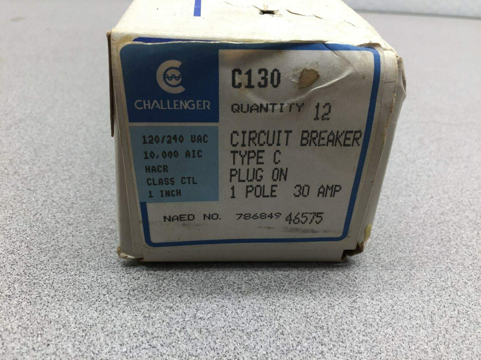 NEW IN BOX OF 12 CHALLENGER 30AMP 1POLE 120V/240VAC BREAKER C130