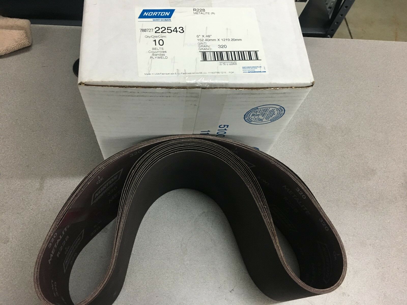 NEW IN BOX LOT OF 10 NORTON SANDER BELTS 78072722543