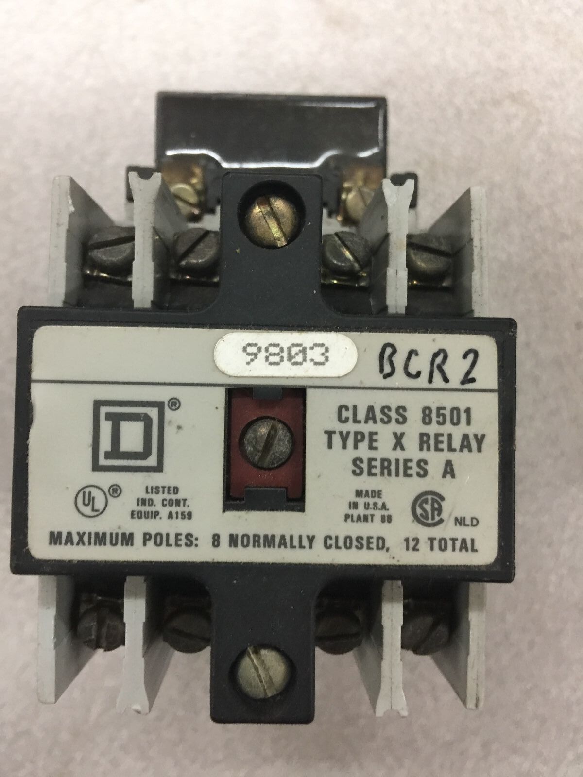 USED SQUARE D CONTROL RELAY CLASS 8501 TYPE XB-40