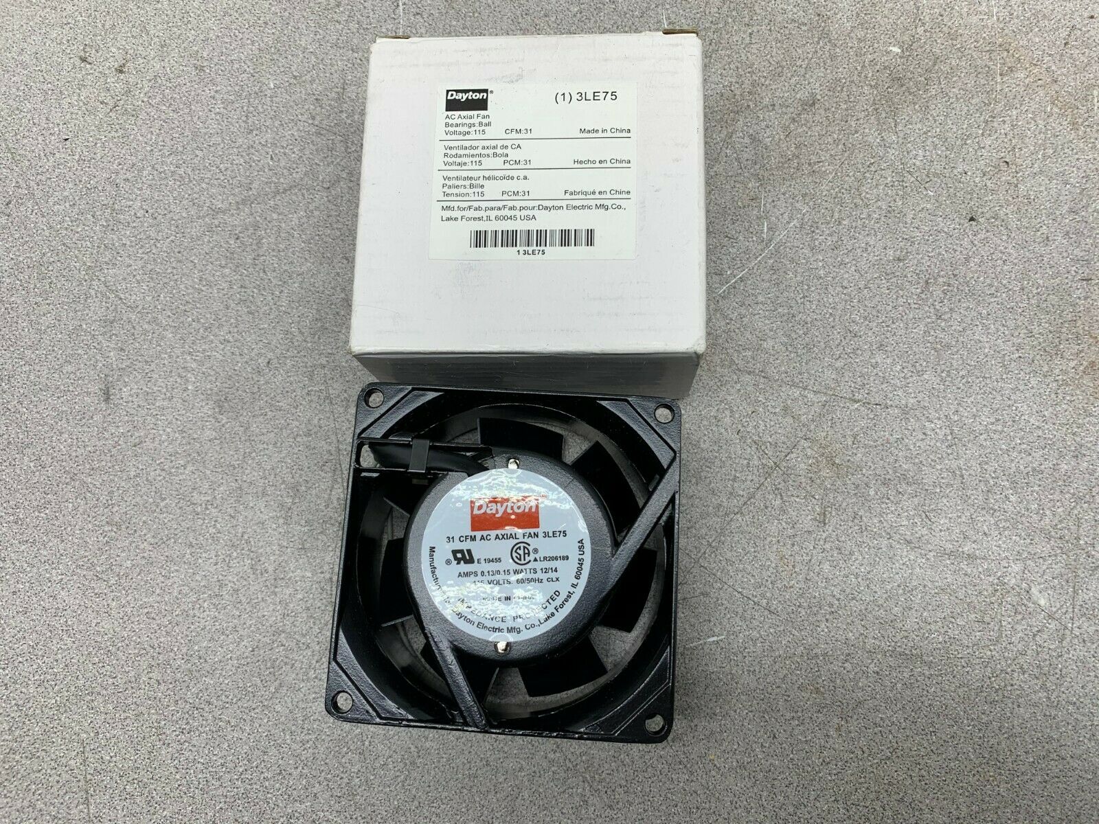 NEW IN BOX DAYTON FAN 3LE75