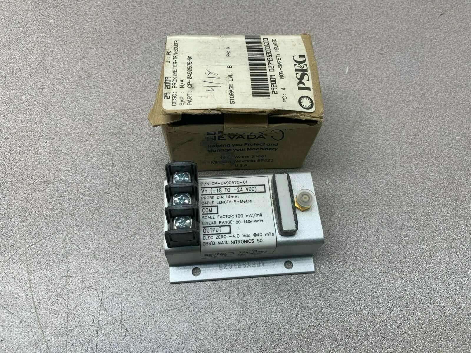 NEW IN BOX BENTLY NEVADA TRANSDUCER PROXIMITOR CP-0490575-01