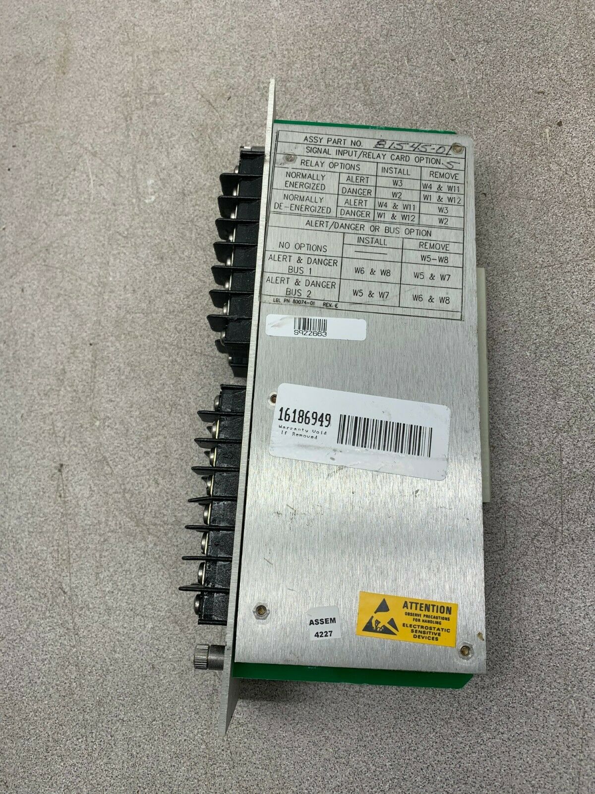 USED BENTLY NEVADA ASSY78462-01 SIGANL INPUT/RELAY CARD 81545-01