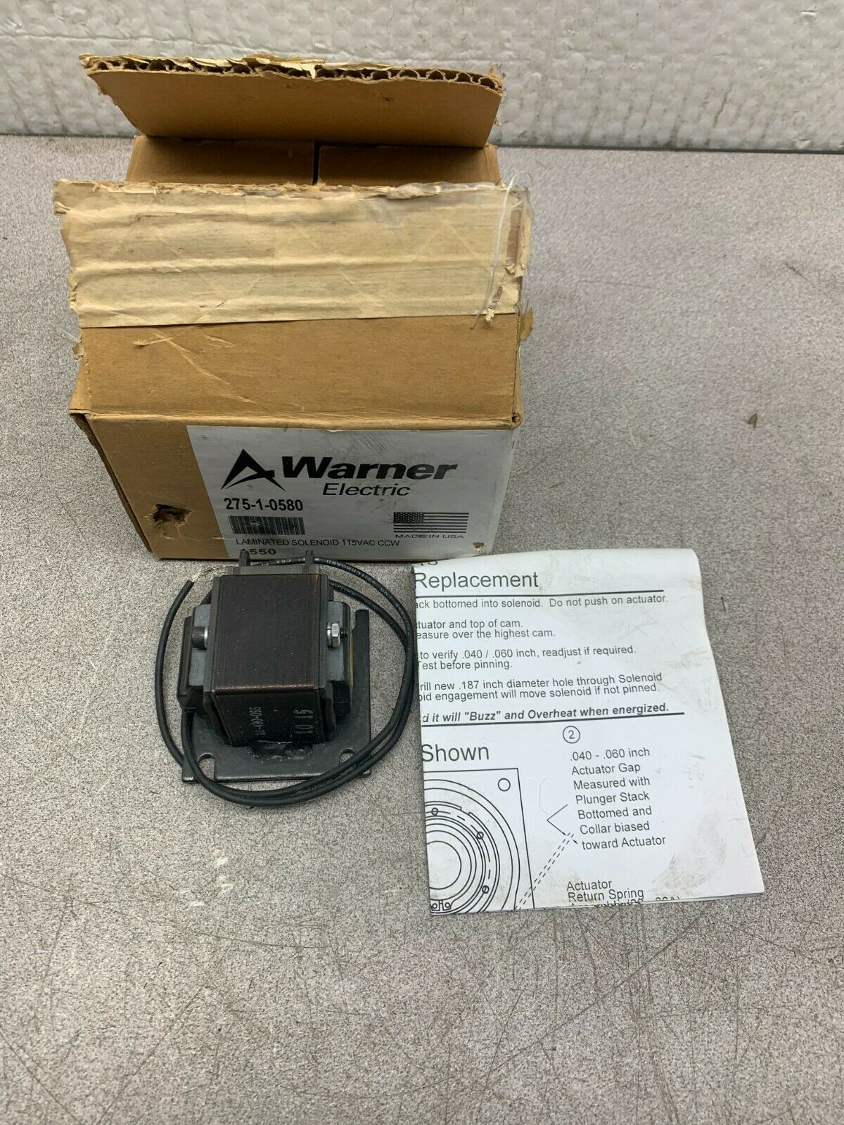 NEW IN BOX ALTRA LAMINATED SOLENOID 115VAC. CCW WARNER ELECTRIC 275-1-0580