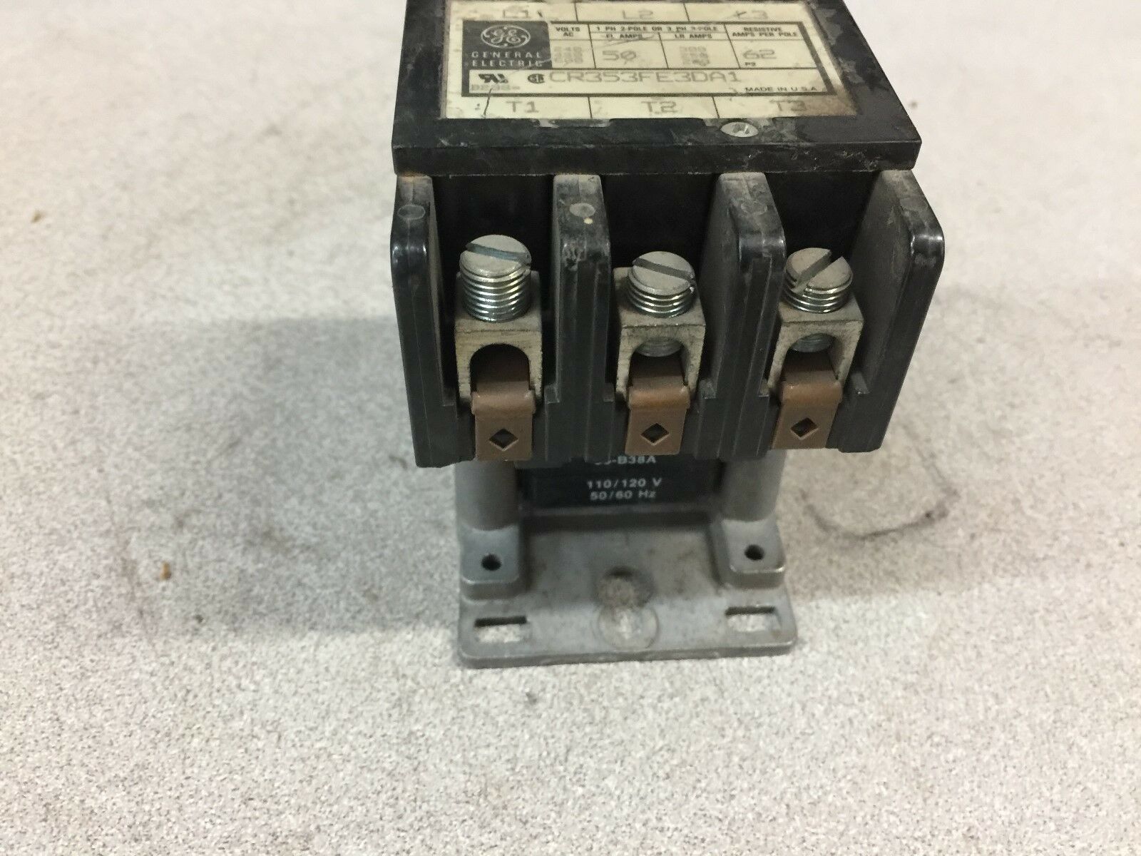 USED GE 3POLE 120VAC 50AMP CONTACTOR CR353FE3DA1