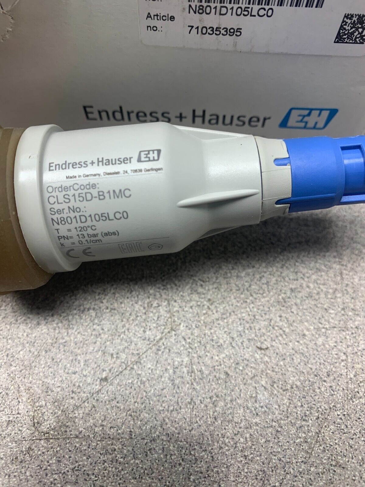 NEW IN BOX ENDRESS + HAUSER CONDUMAX SENSOR FOR LIQUID ANALYSIS CLS15D-B1MC