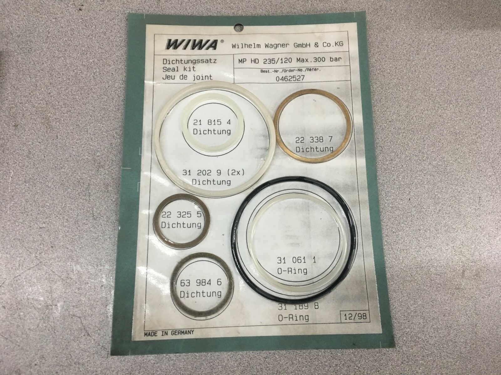 NEW IN PACKAGE WIWA SEAL KIT 0462527