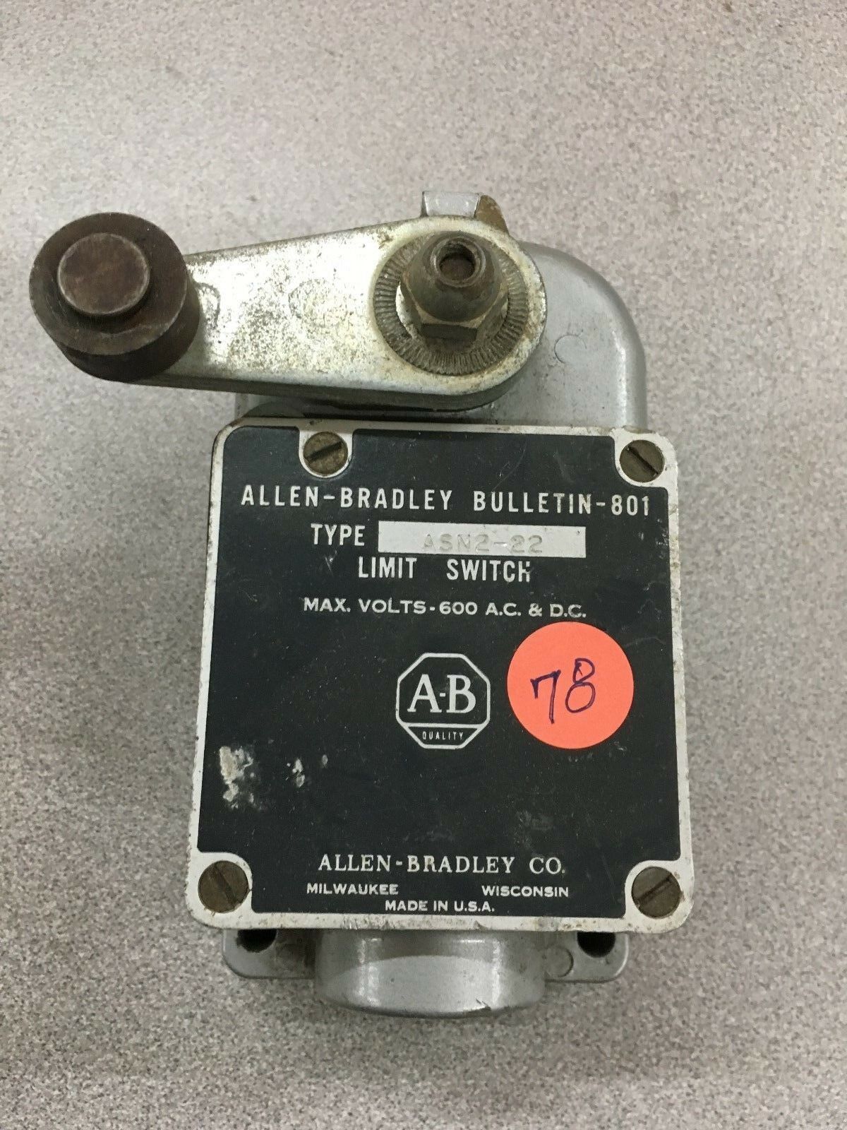 USED ALLEN-BRADLEY LIMIT SWITCH 801-ASN2-22