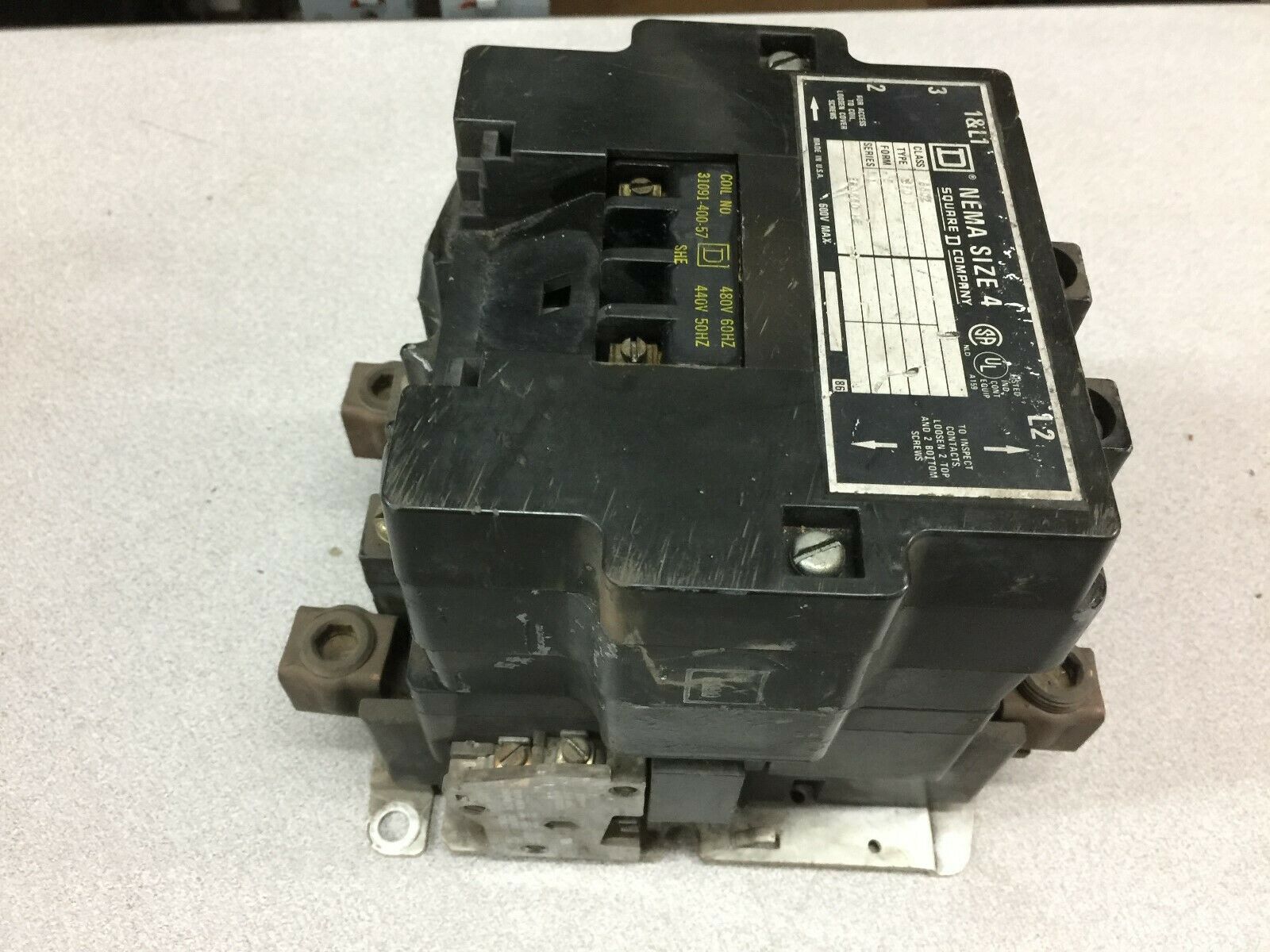 USED SQUARE D SIZE 4 2POLE 480VAC COIL 600VAC CONTACTOR 8502-SF01