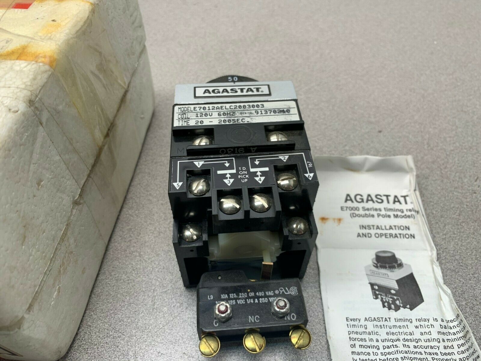 NEW AGASTAT 120V. TIMER 20-200 SEC. TIMING RELAY E7012AELC2003003