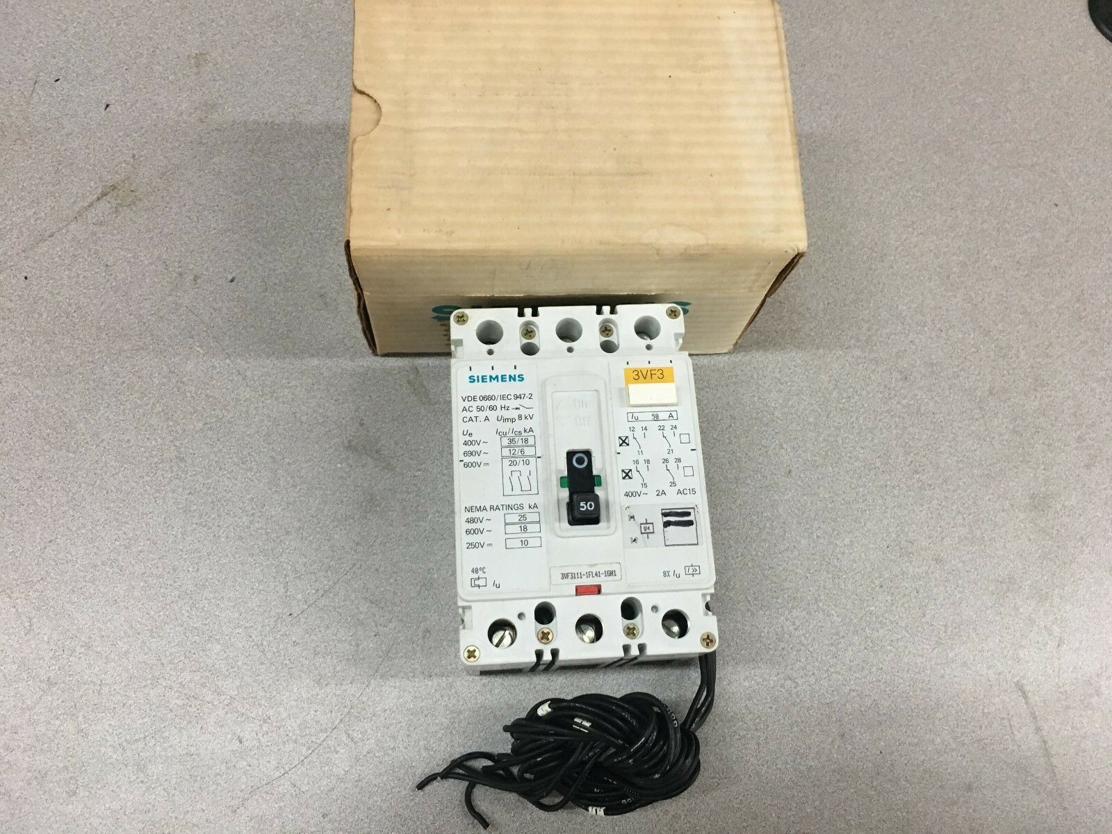 NEW IN BOX SIEMENS 50AMP CIRCUIT BREAKER 3VF3111-1FL41-1GN1