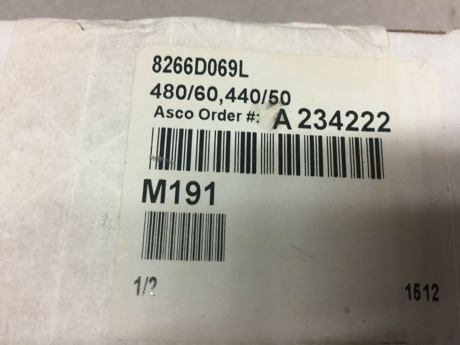 NEW IN FACTORY SEALED BOX ASCO 1/2" 480 VAC COIL SOLENOID VALVE 8266D69L