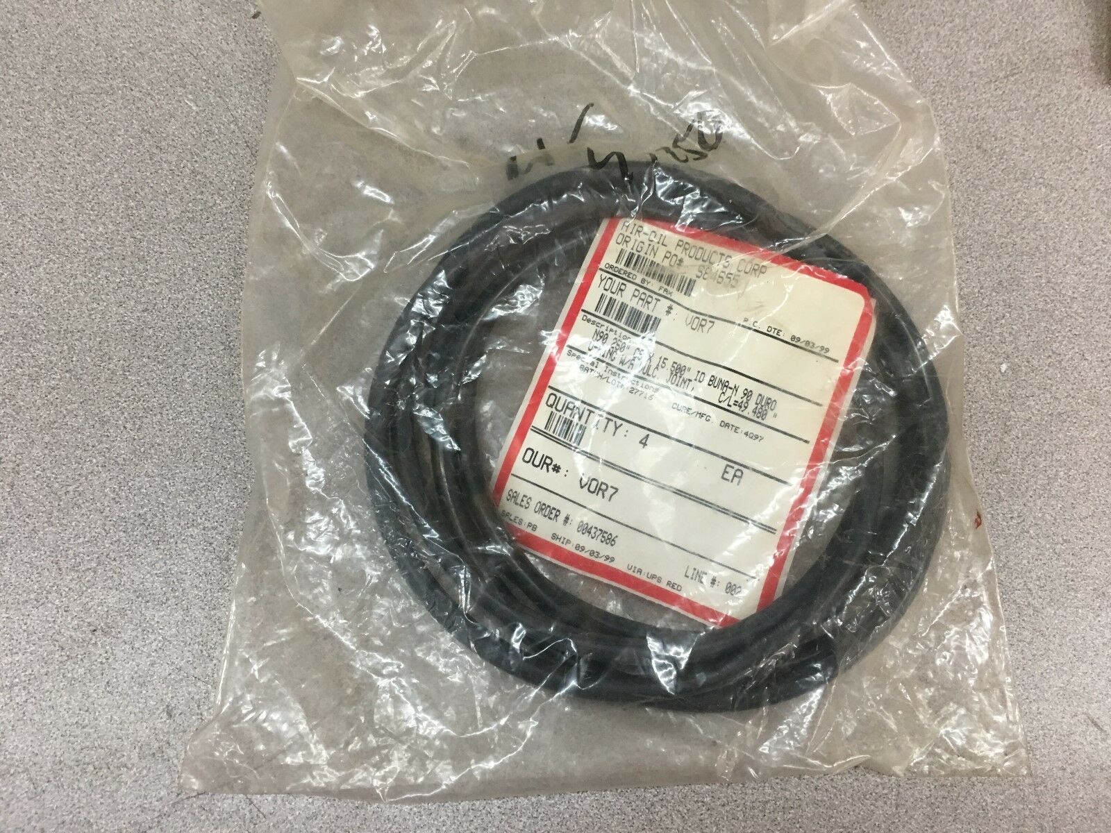 NEW LOT OF 4 AIR OIL PRODUCTS CORP. O RINGS VOR7