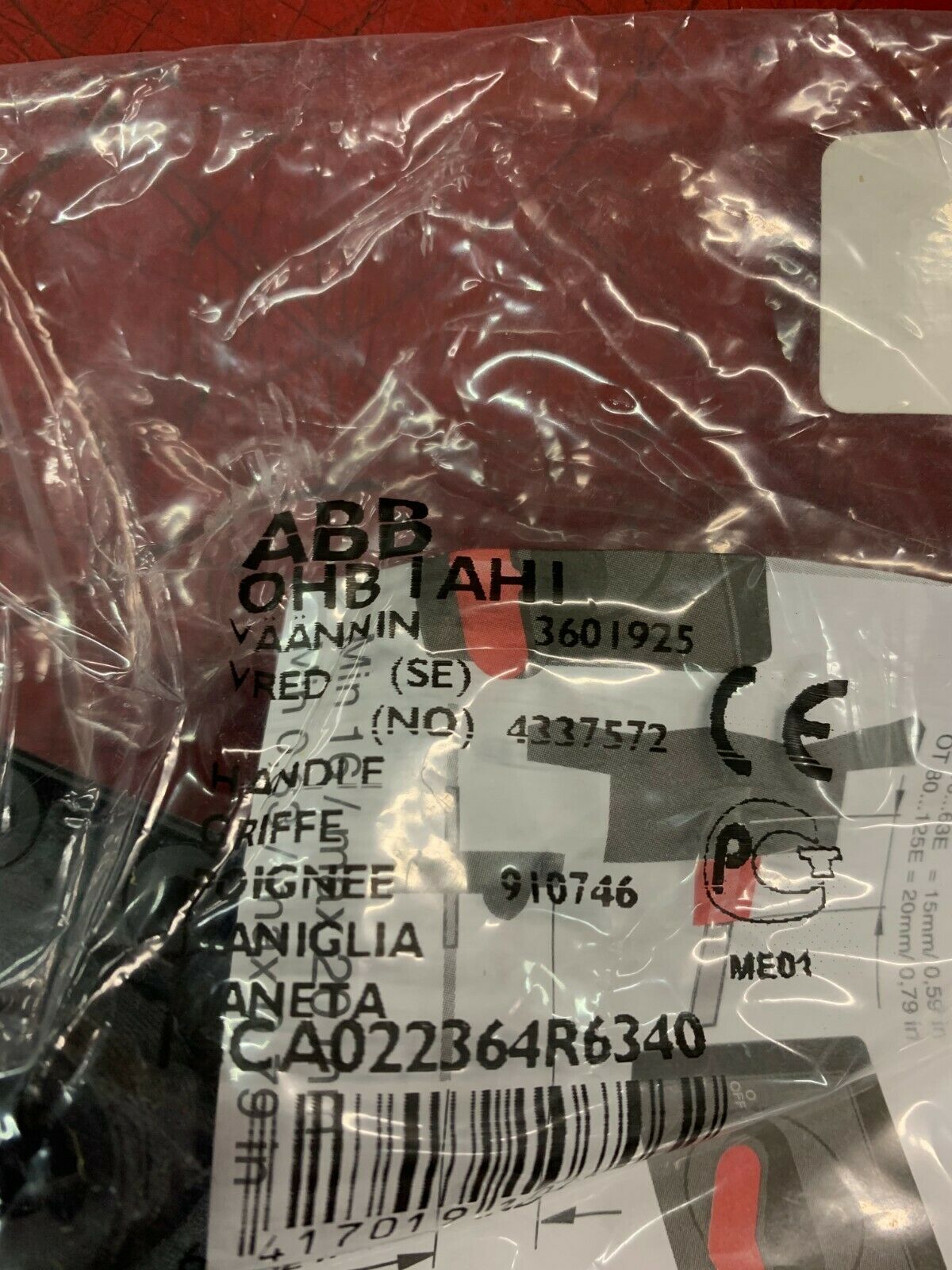 LOT OF 2 NEW IN BAG ABB OHB IAHI SELECTOR HANDLE ISCA022364R6340