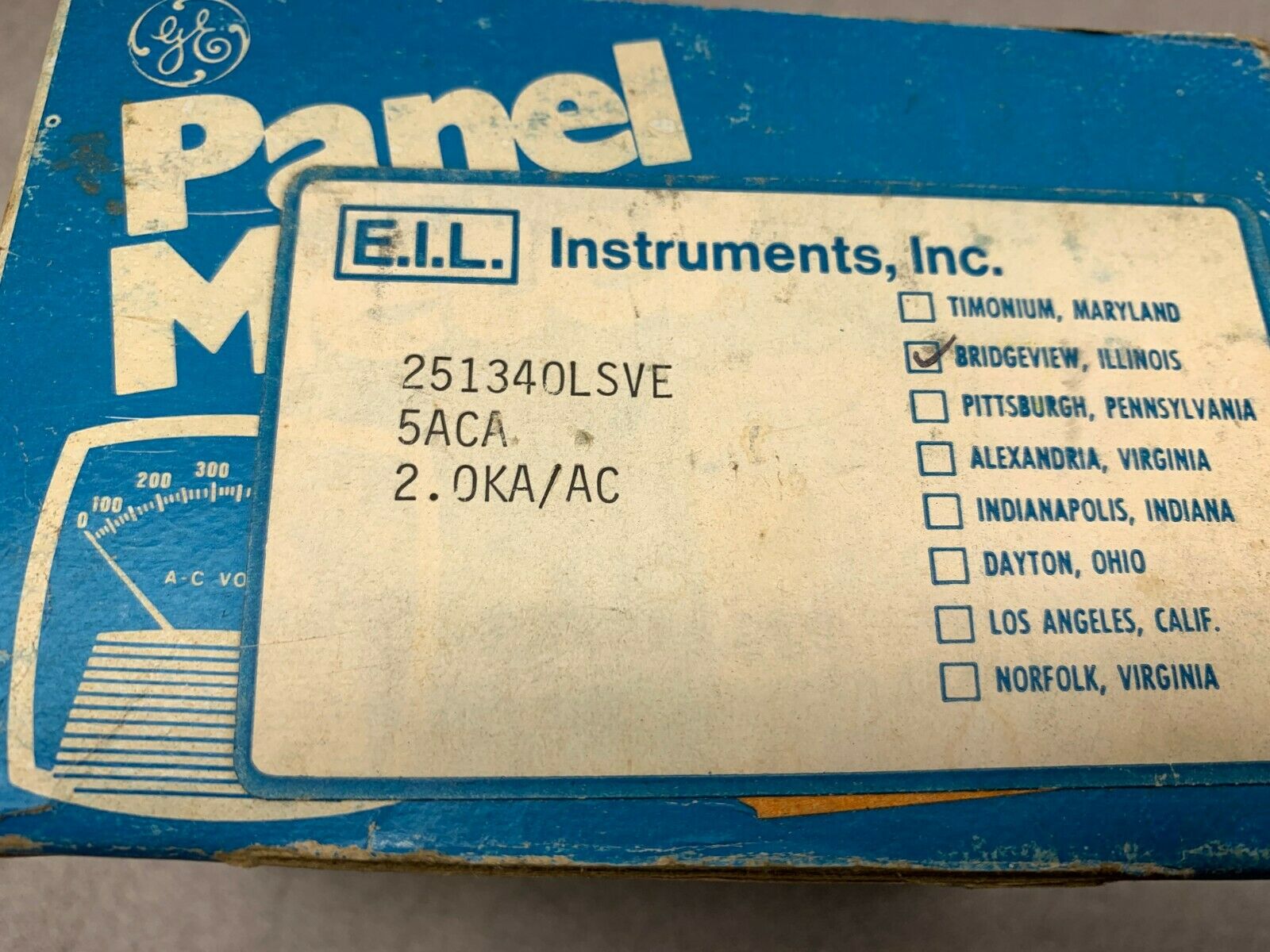 NEW IN BOX GE PANEL METER 251340LSVE