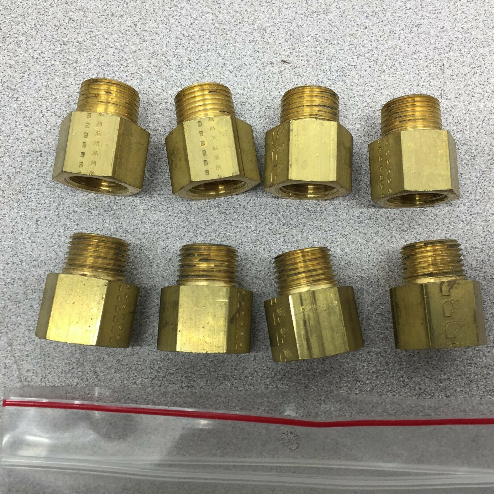 NEW NO BOX (LOT OF 8) PF 3/8 MALE NPT X 3/8 FEMALE NPT BRASS ADAPTER PF42D