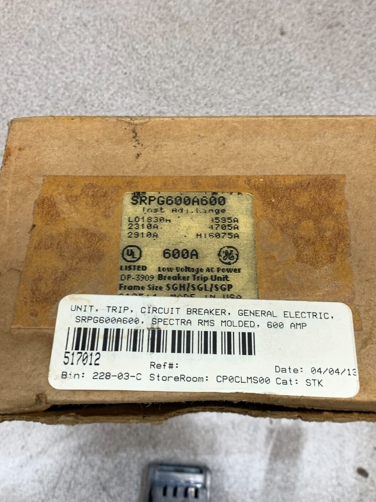 NEW GENERAL ELECTRIC 600AMP RATING PLUG SRPG600A600