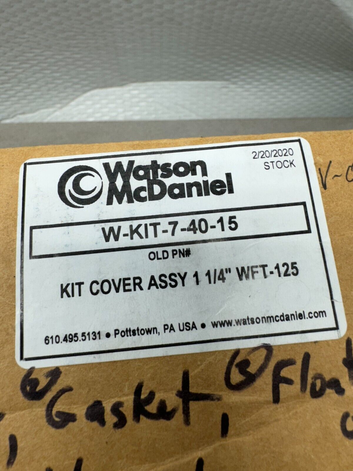 NEW IN BOX WATSON MCDANIEL KIT COVER ASSEMBLY W-KIT-7-40-15