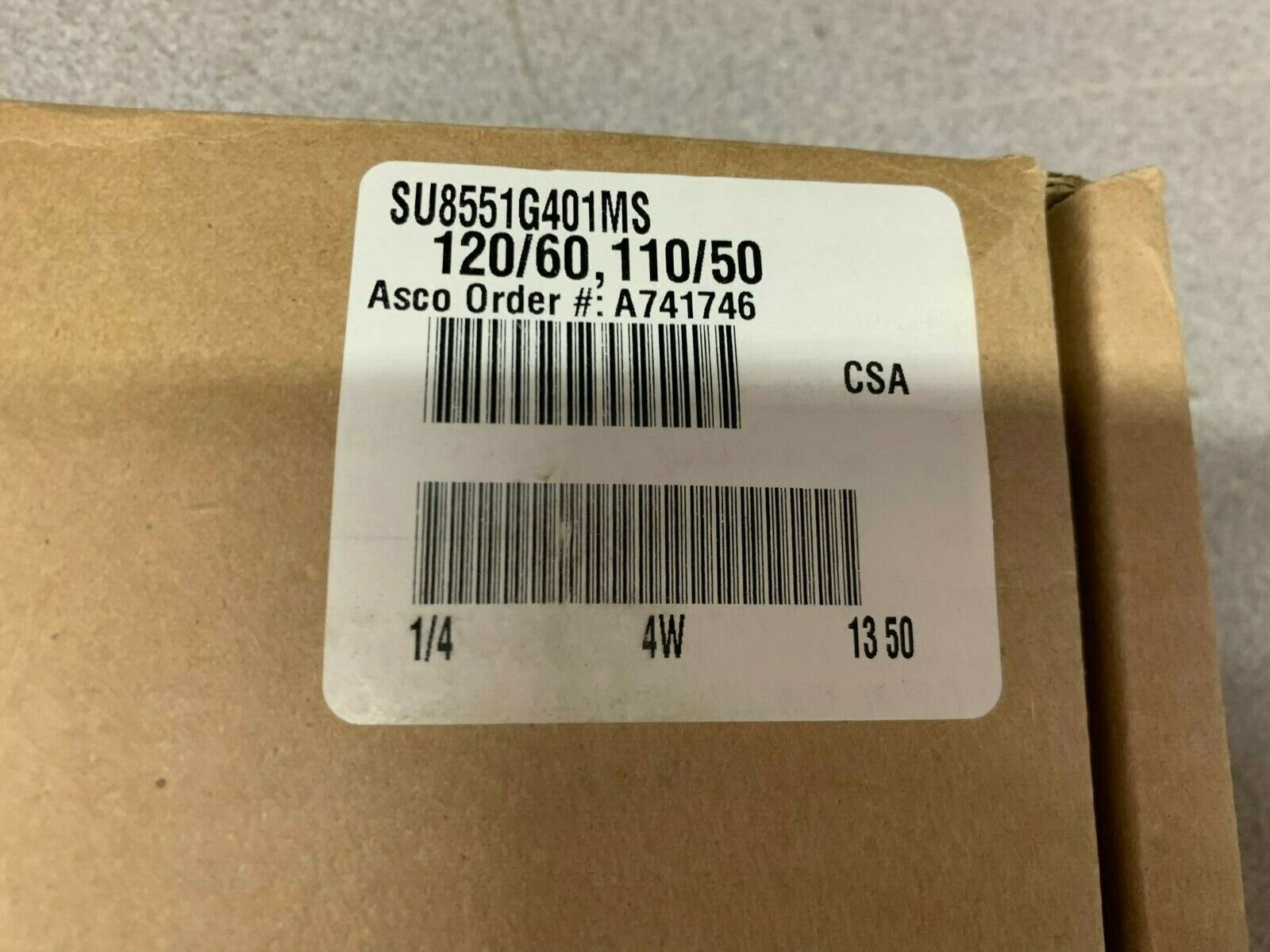 NEW IN BOX ASCO RED HAT 1/4" SOLENOID VALVE S48551G401MS