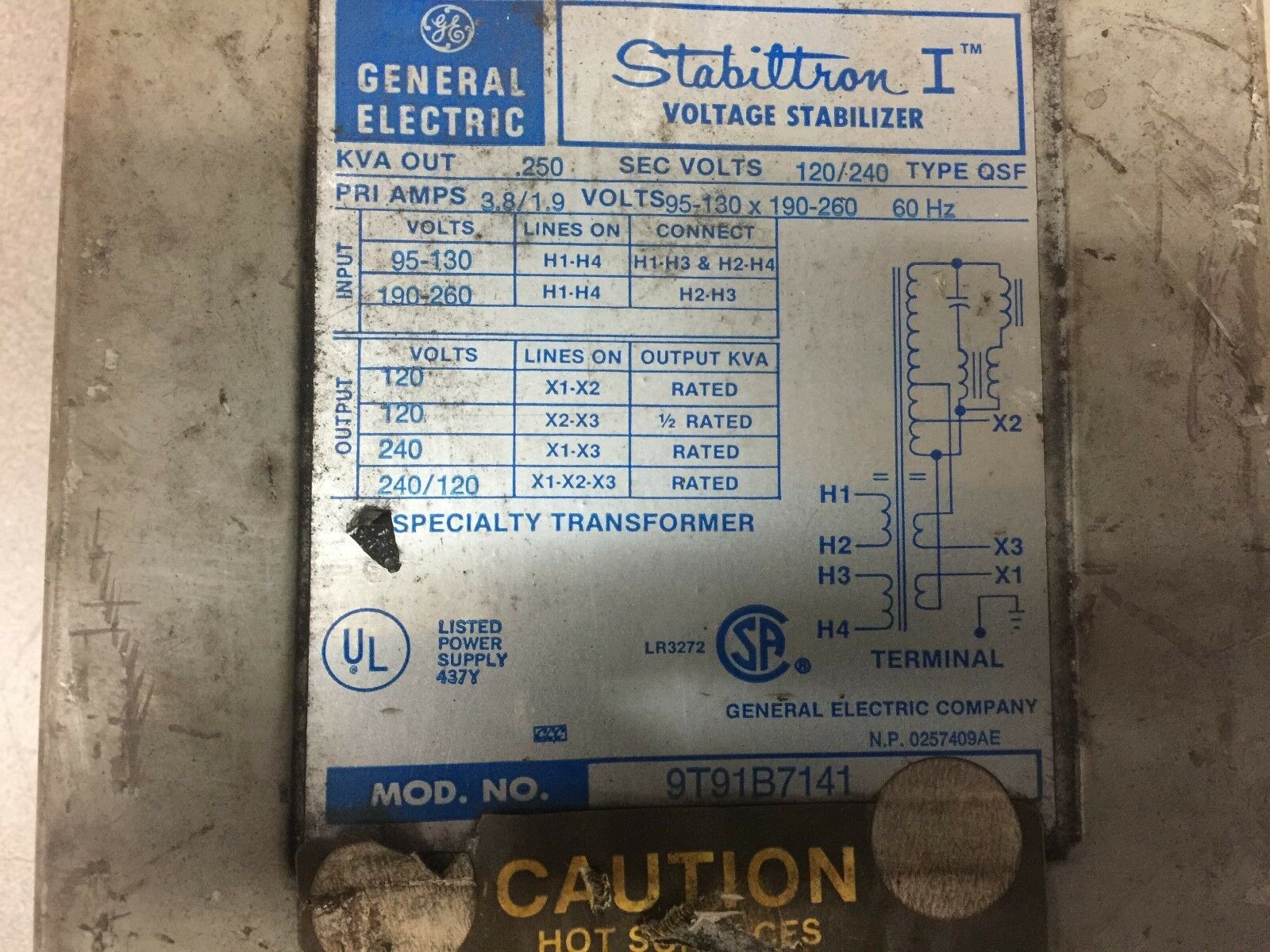 USED GE VOLTAGE STABILIZER 9T91B7141