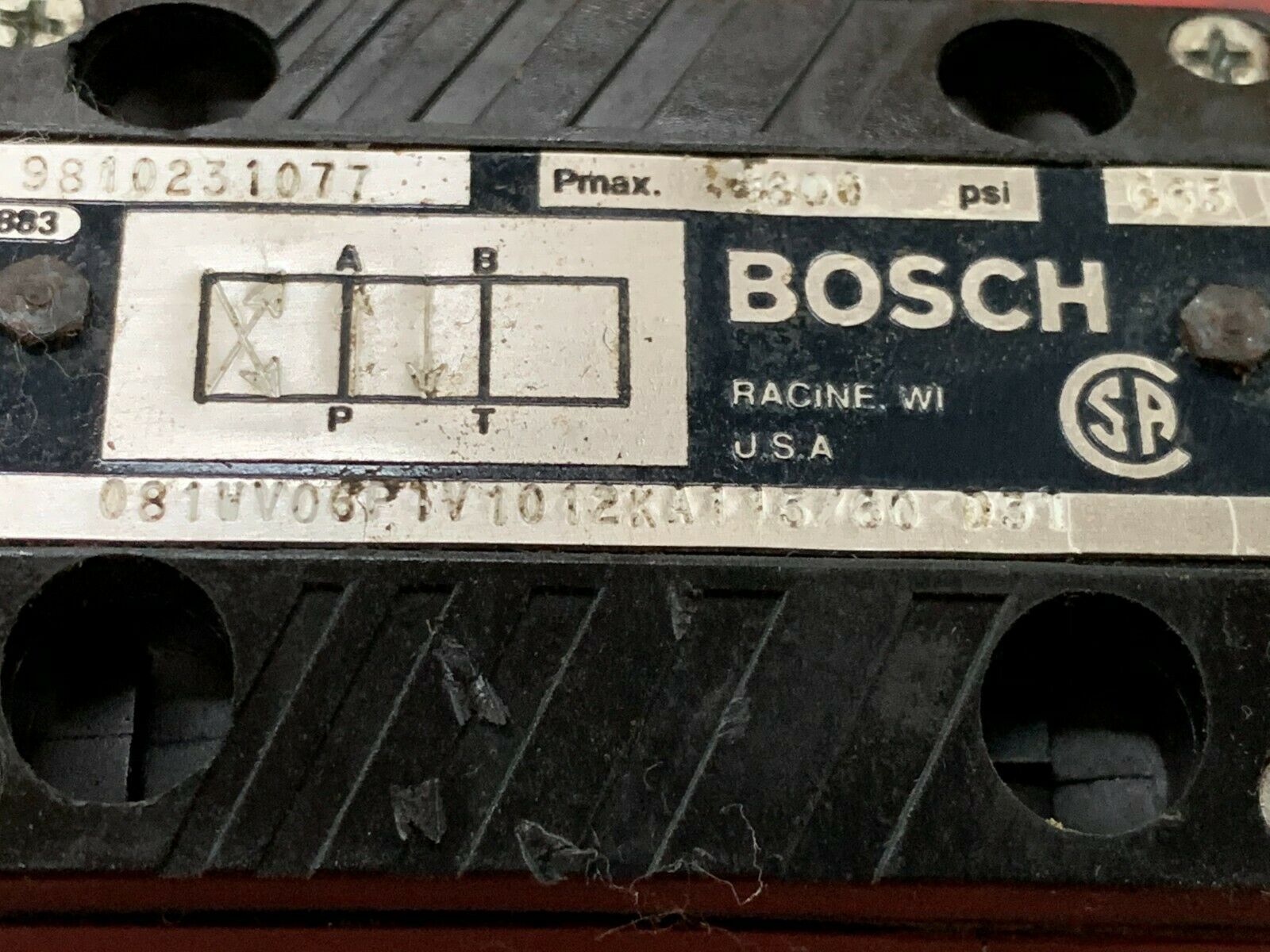 USED BOSCH VALVE 081WV06P1V1012KA115/60 D51 WITH FF1 SH MH 01 H 50