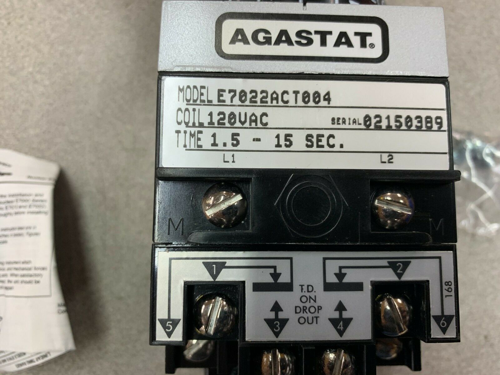 NEW AGASTAT 1.5-15 SEC. TIMER 120VAC. TIMING RELAY E7022ACT004