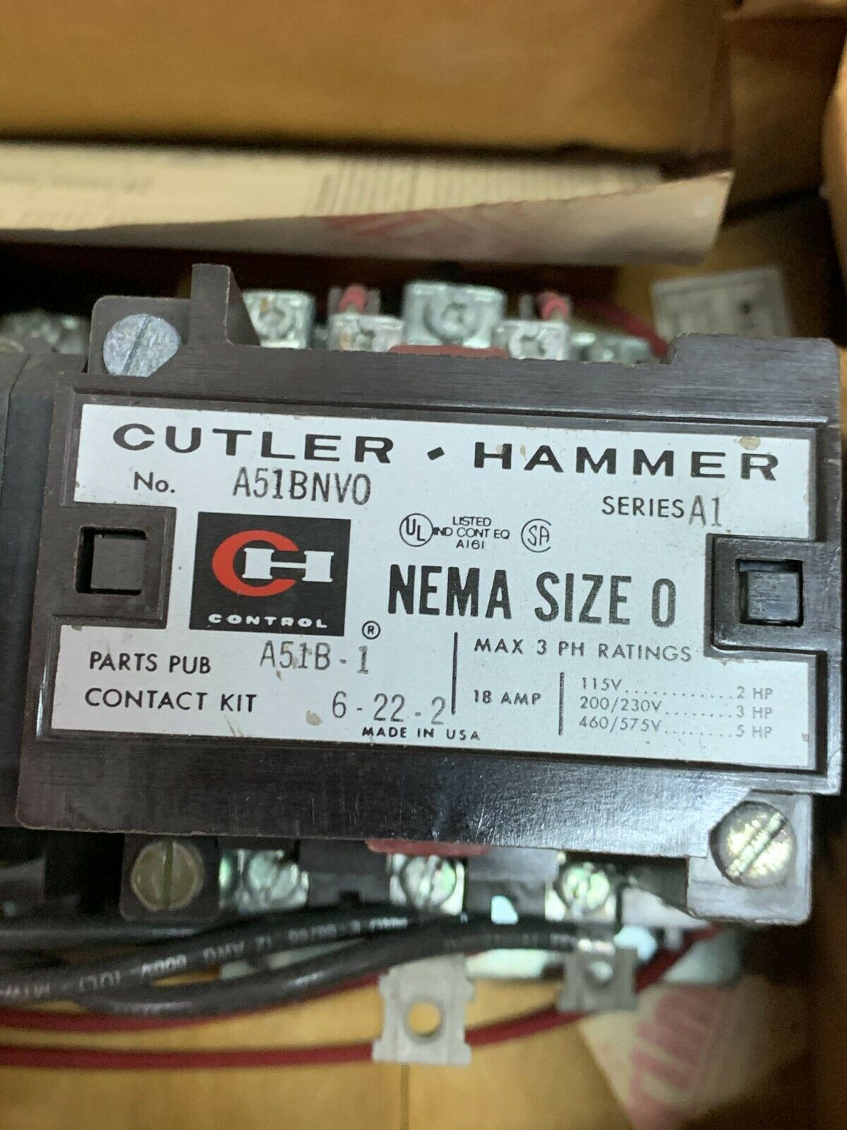 NEW CUTLER-HAMMER A51BNVO SIZE 0 REVERSING STARTER 110/120V. COIL A51BNV0