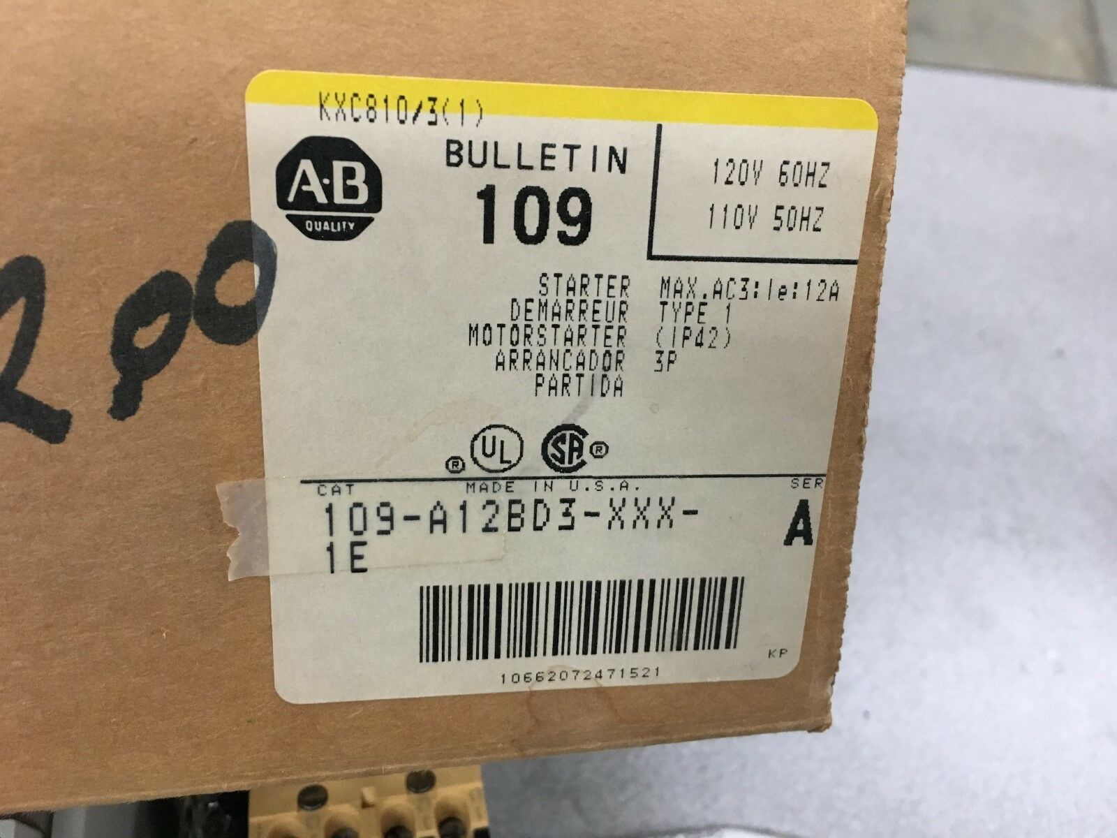 NEW IN BOX ALLEN-BRADLEY STARTER 109-A12BD3-XXX-1E SERIES A