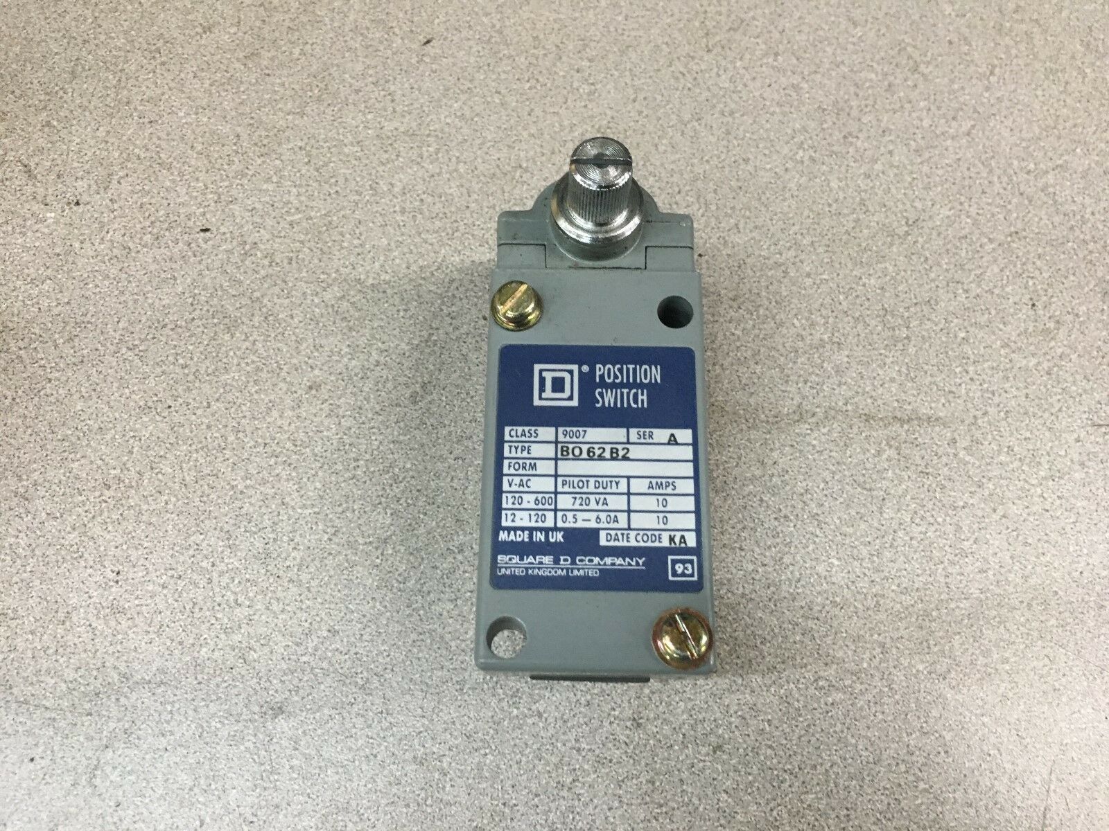 NEW NO BOX SQUARE D POSITION SWITCH 9007 BO62B2 SERIES A