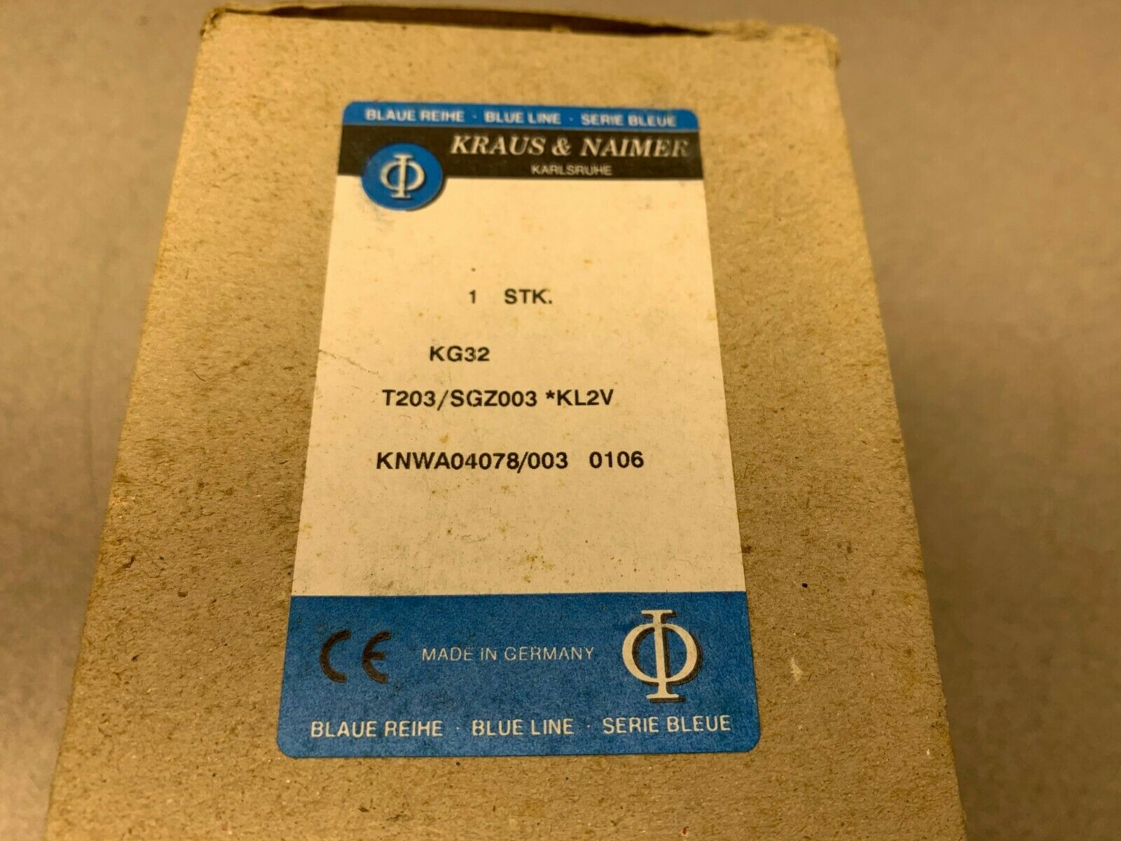 NEW IN BOX KRAUS & NAIMER DISCONNECT SWITCH KG32 T203/SGZ003 *KL2V