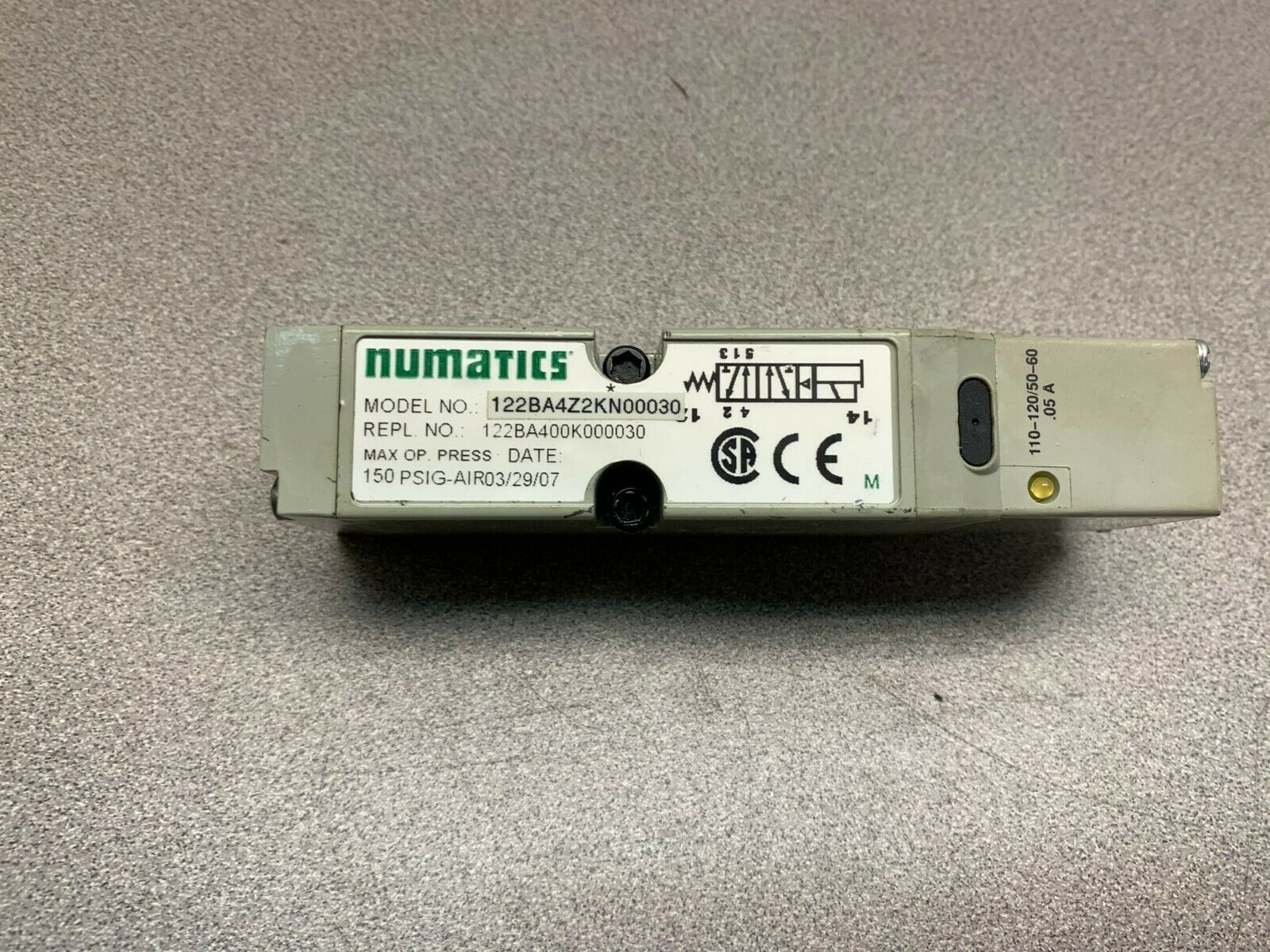 NEW NO BOX NUMATICS VALVE 122BA4Z2KN00030