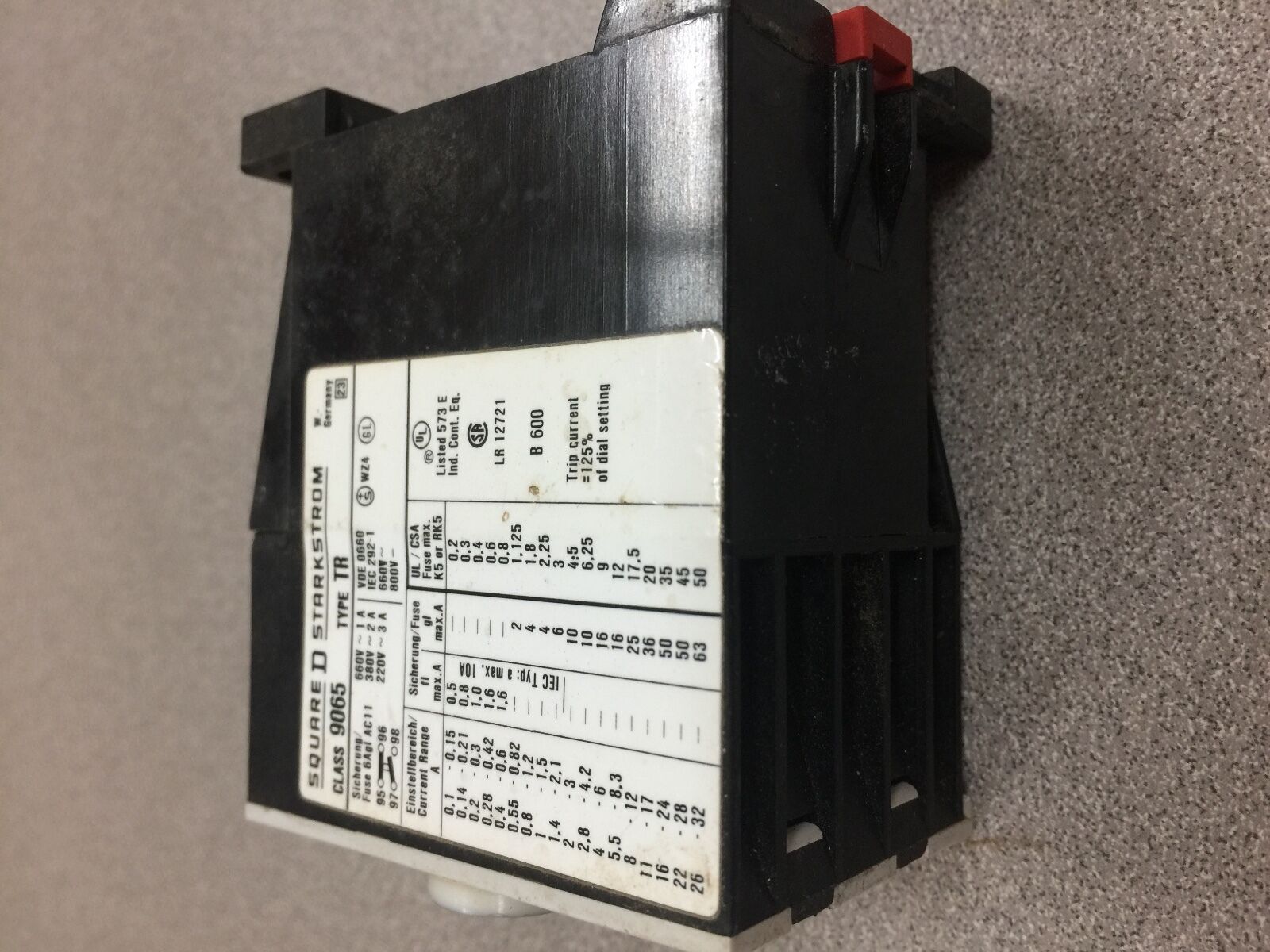 USED NO BOX SQUARE D CONTACTOR 9065 TR 0.4