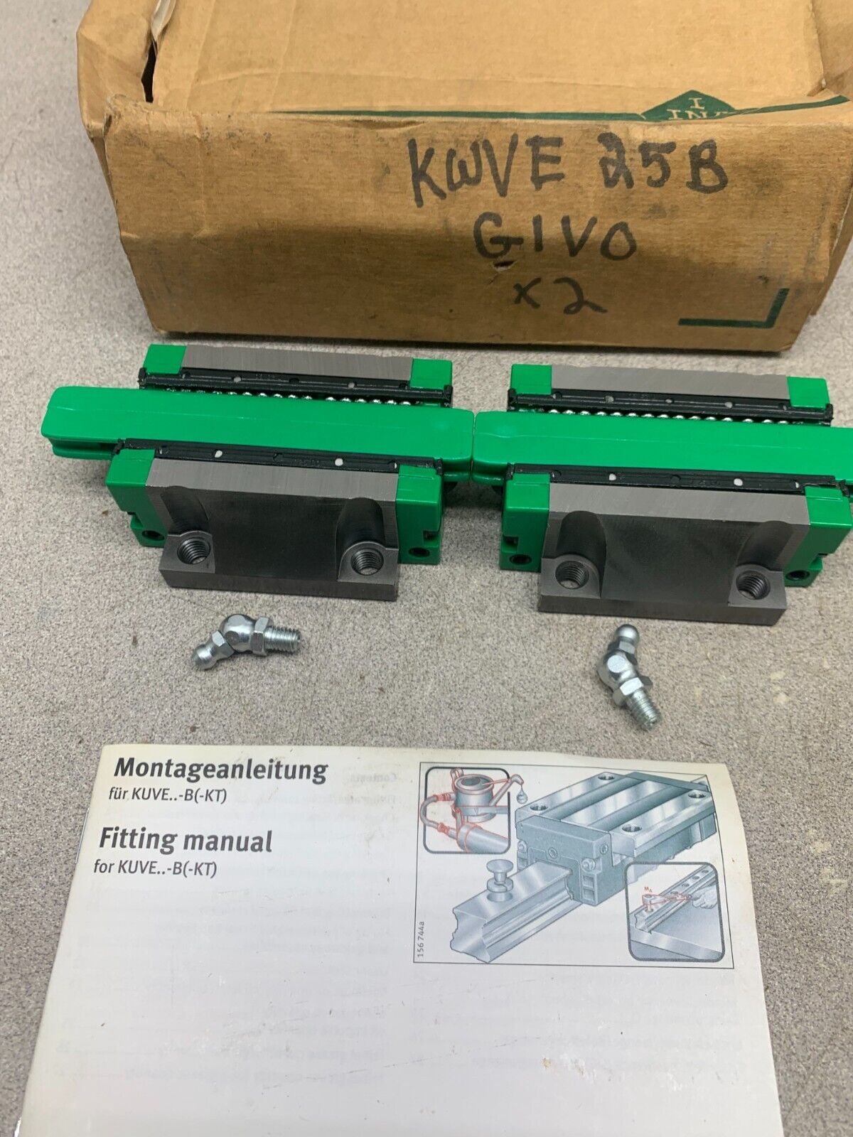 NEW BOX OF 2 INA LINEAR BLOCK BEARINGS KWVE 25B G1V0