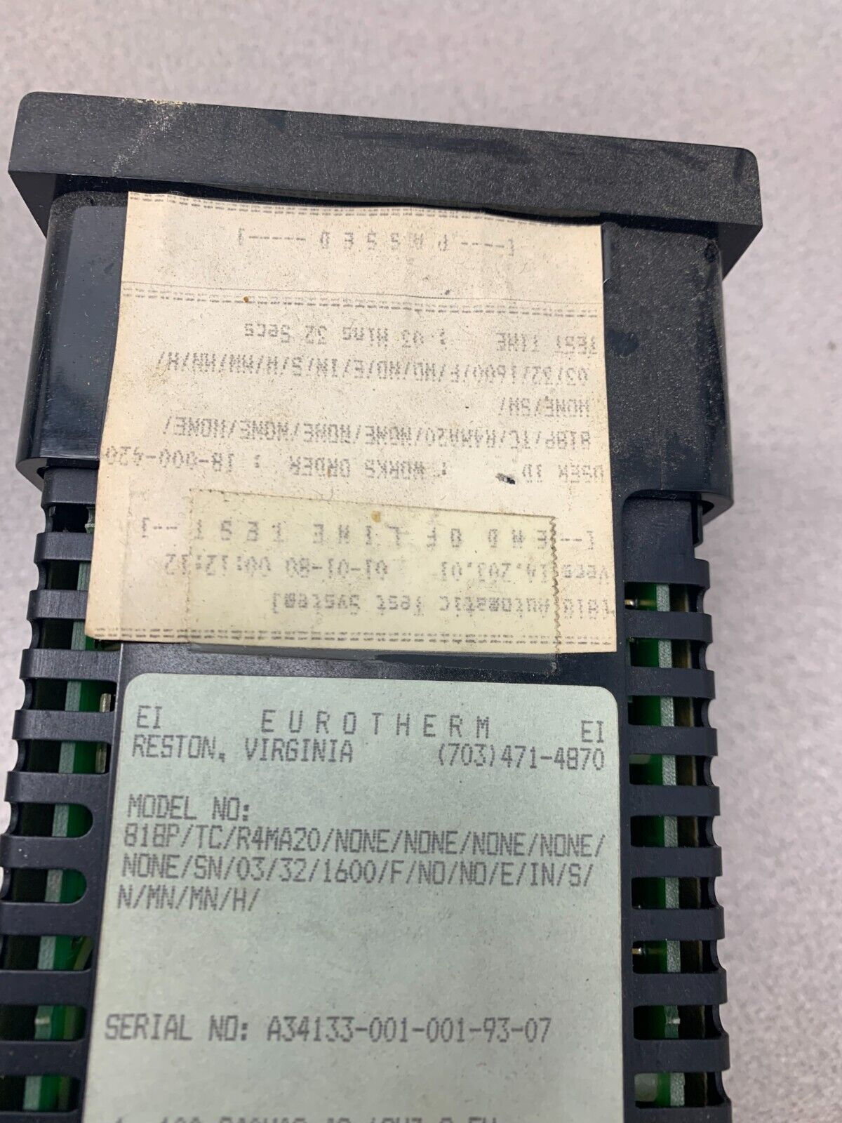 USED EUROTHERM TEMPERATURE CONTROLLER 818P/TC/R4MA20/NONE/NONE/NONE/NONE/NONE/