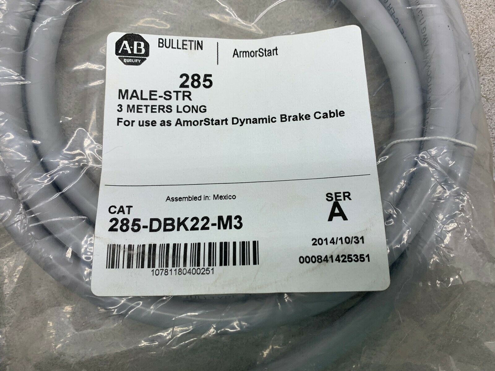 NEW NO BOX ALLEN BRADLEY BRAKE CABLE 285-DBK22-M3 SERIES A