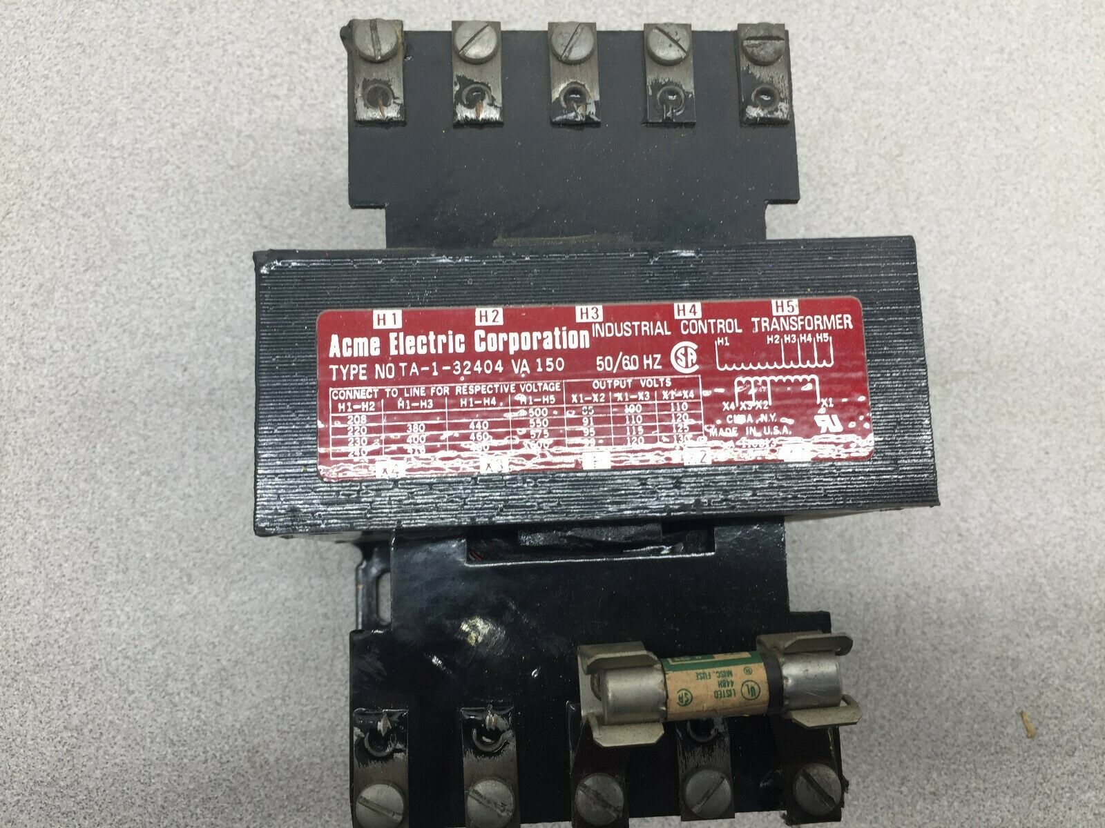 USED ACME 150VA 208-600 VAC INPUT 120 VAC OUTPUT CONTROL TRANSFORMER NOTA-1-3240