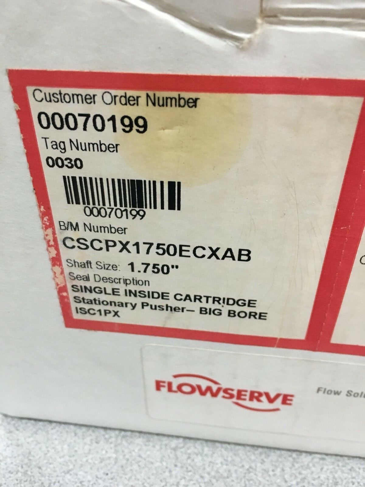 NEW IN BOX FLOWSERVE 1.750" SHAFT SIZE SEAL CARTRIDGE CSCPX1750ECXAB