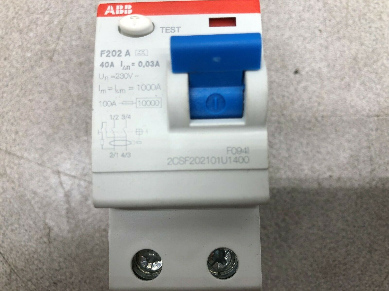 NEW NO BOX ABB 40 AMP 2 POLE 125 VDC BREAKER 2CSF202101U1400