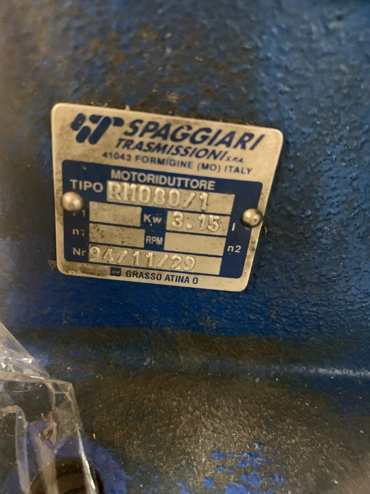 USED SPAGGIARI TRANSMISSION GEAR REDUCER RM080/1