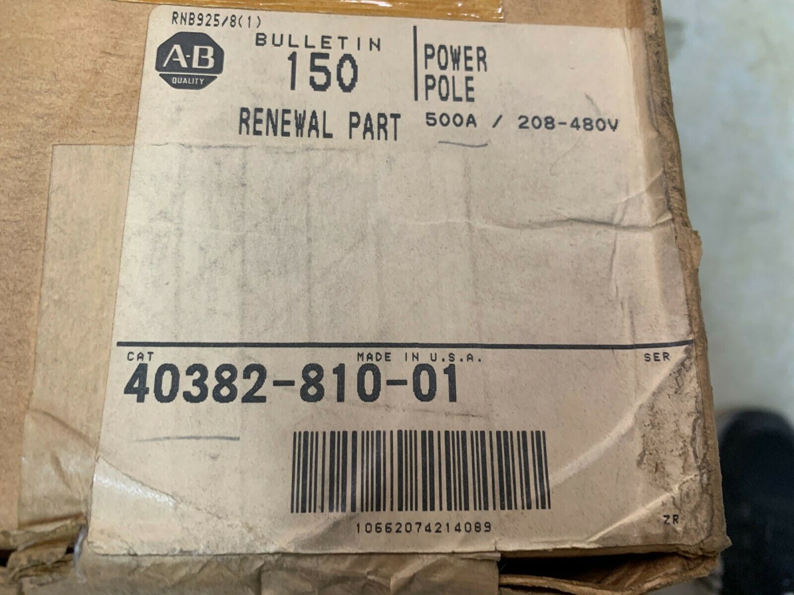 NEW IN BOX ALLEN-BRADLEY 500AMP. 208-480V. POWER POLE 40382-810-01