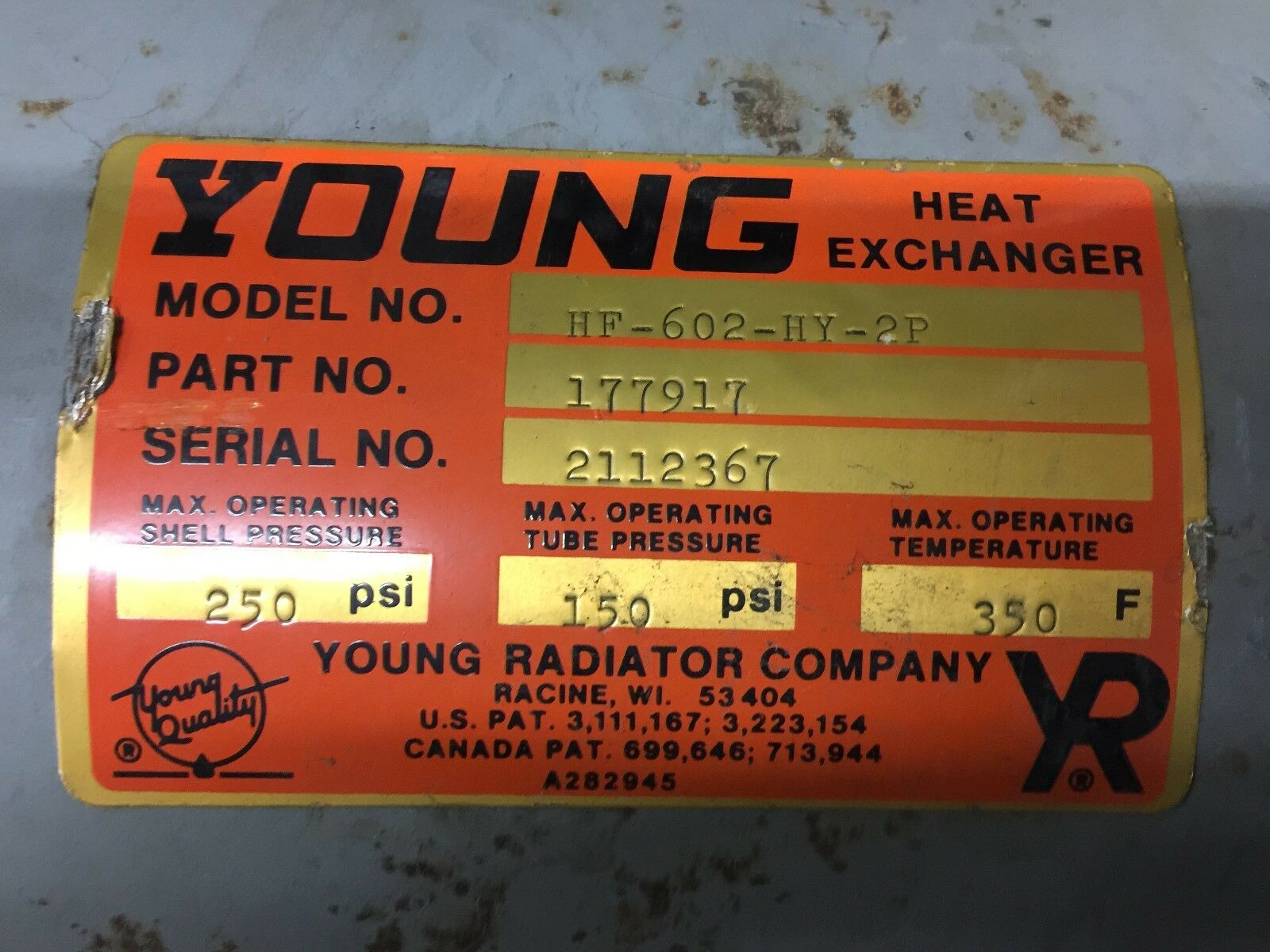 NEW NO BOX YOUNG HF-602-HY-2P HEAT EXCHANGER 177917