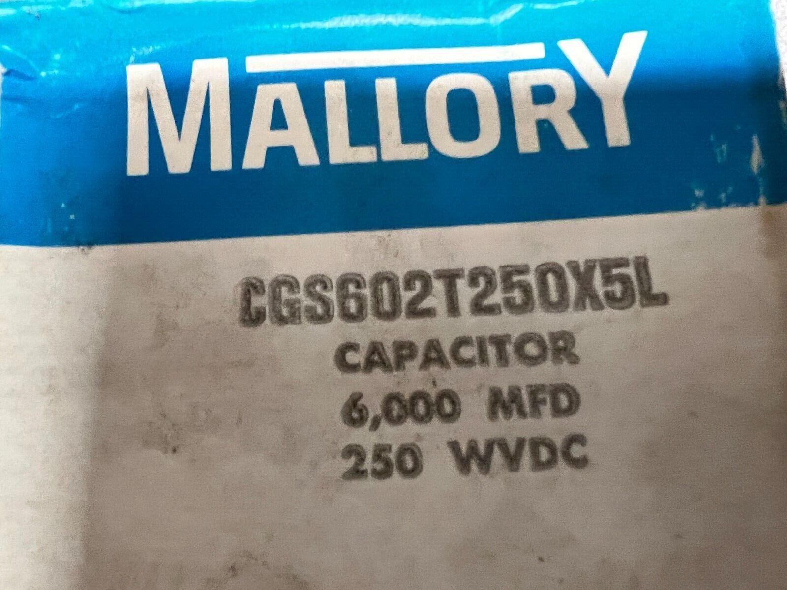 NEW IN BOX MALLORY CAPACITOR CGS602T250X5L