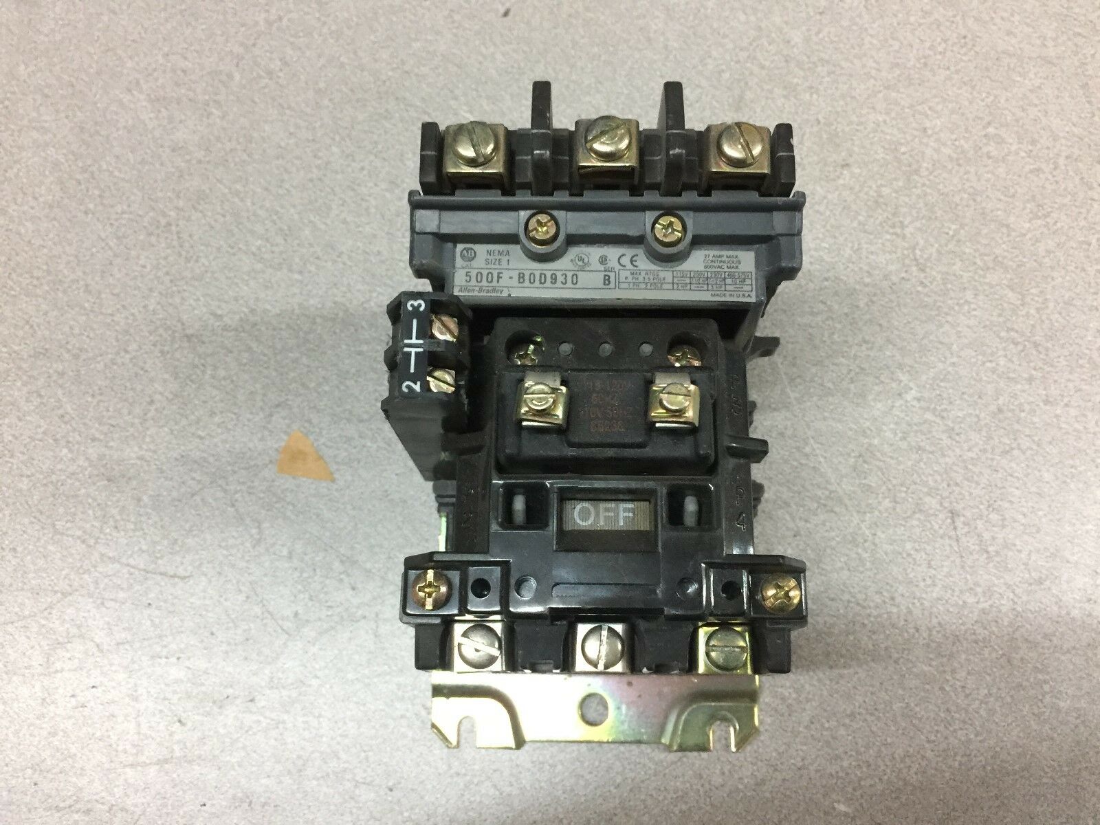 USED ALLEN BRADLEY SIZE 1 CONTACTOR 500F-B0D930 SER B