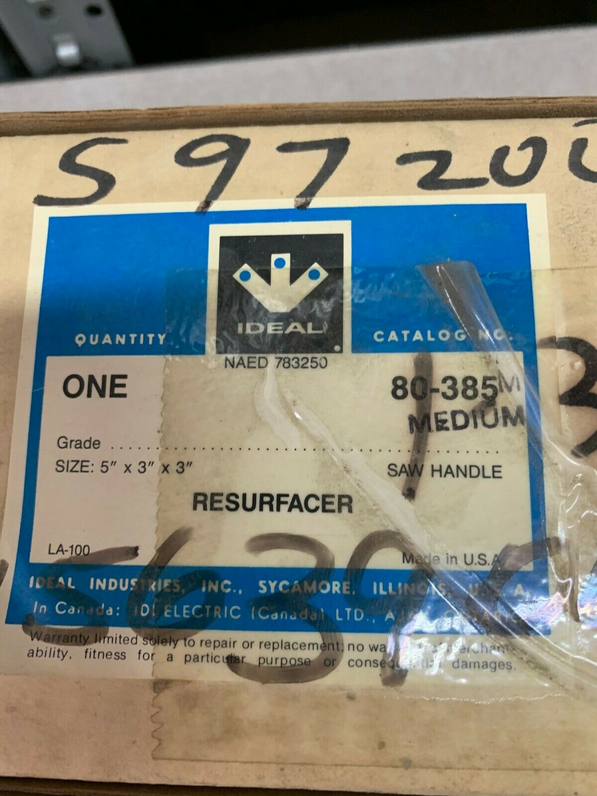 NEW IN BOX IDEAL 5"X 3"X 3" MEDIUM RESURFACER 80-385M