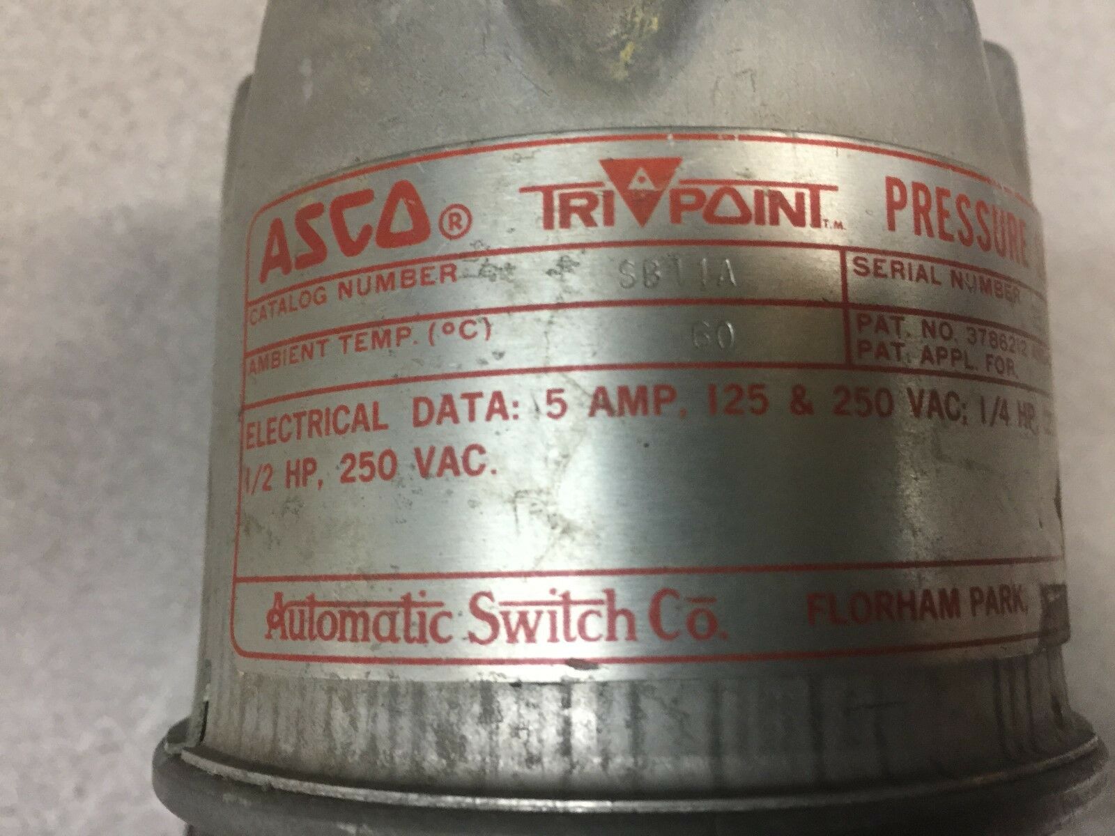 USED ASCO TEMPERATURE SWITCH SB11A / QN11A4