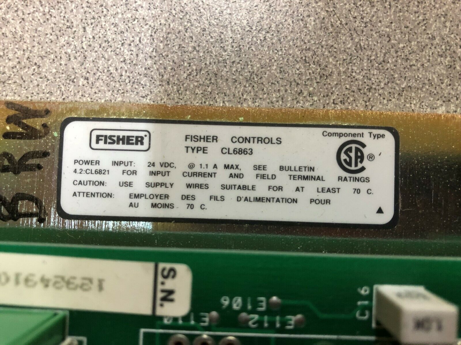 USED FISHER ISOLATED ANALOG INPUT TERMINATOR CL6863X1-A2