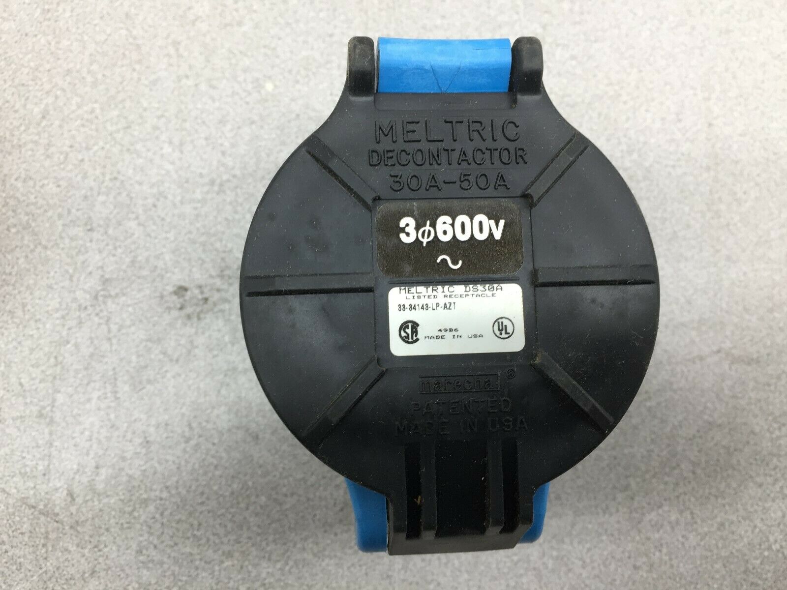 NEW IN BOX MELTRIC 3PH 600VAC 50AMP DS30A RECEPTICAL 33-34143-LP-AZT