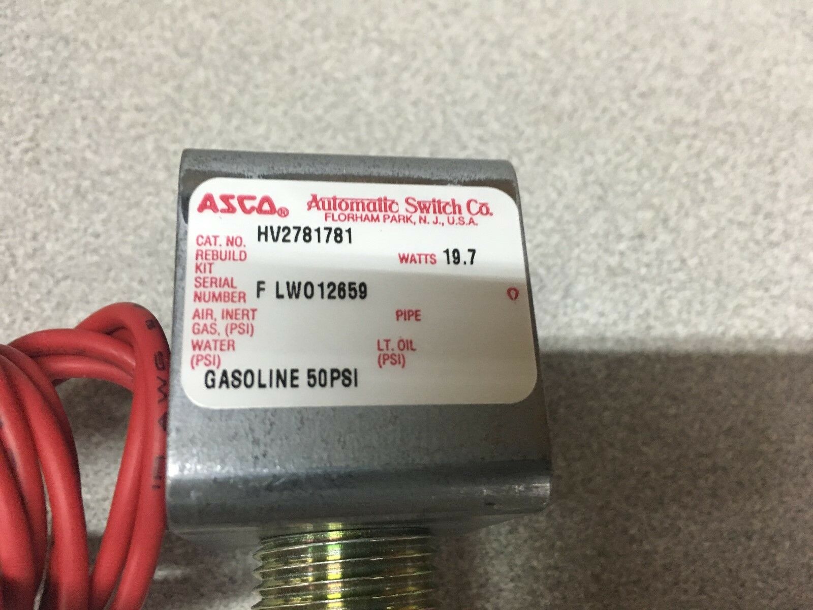 NEW IN BOX ASCO RED HAT SOLENOID VALVE HV2781781