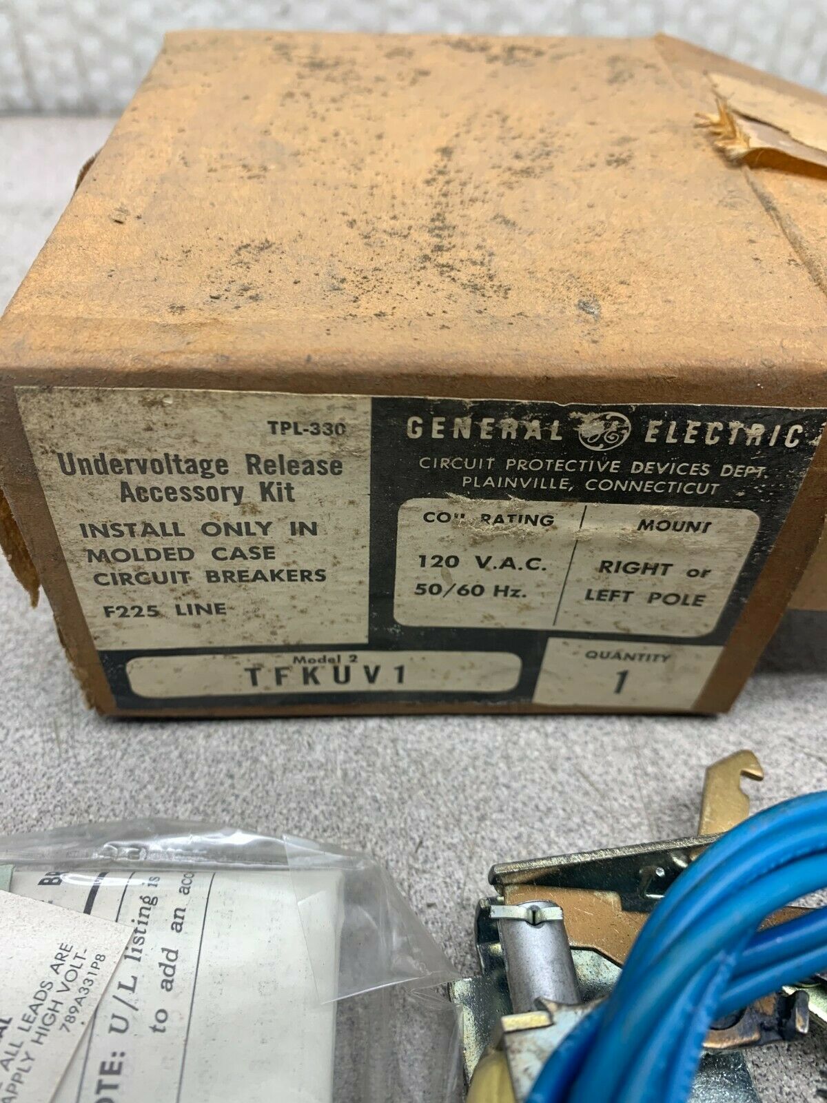 NEW IN BOX GENERAL ELECTRIC UNDER VOLTAGE RELEASE TFKUV1