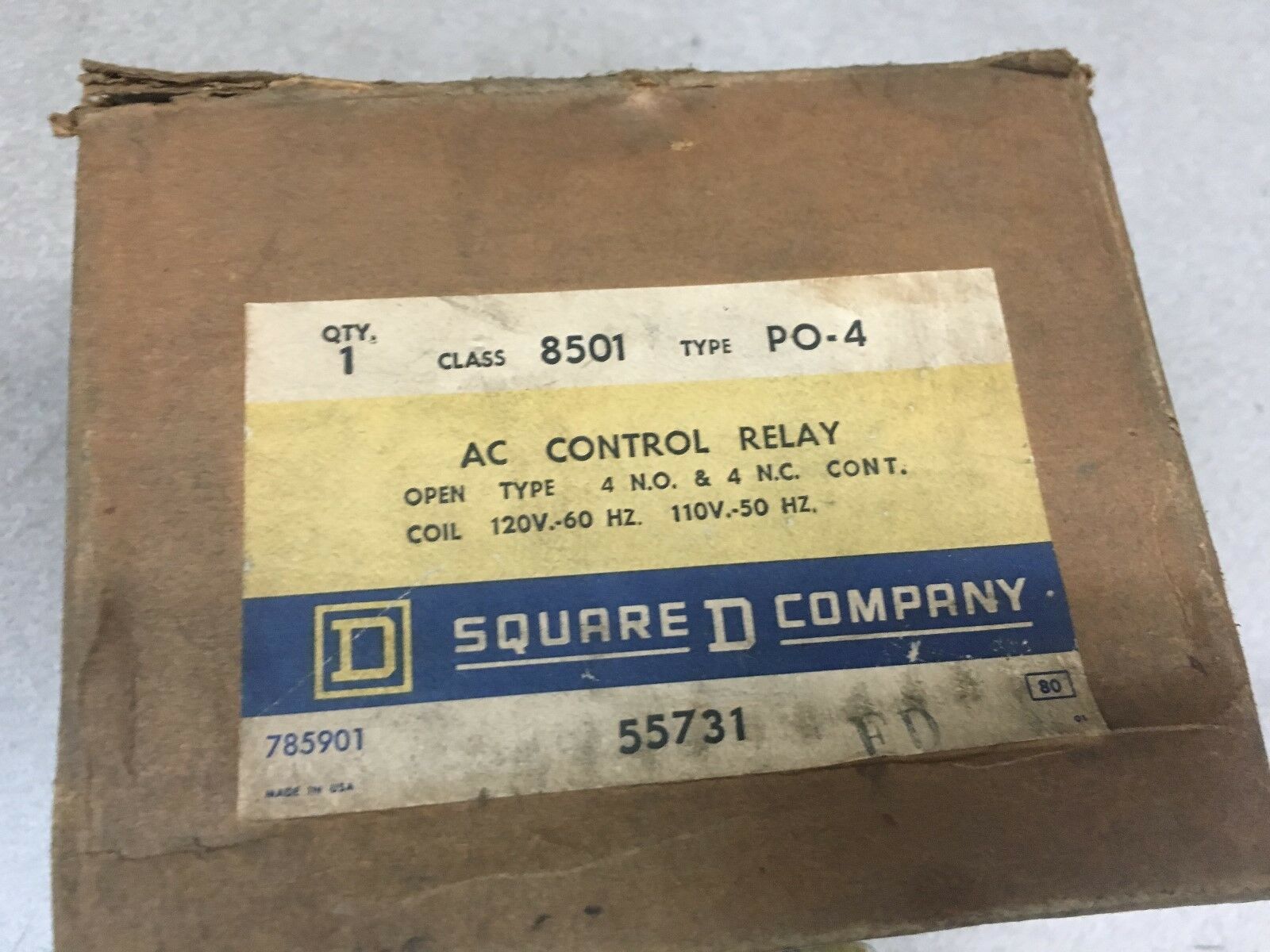 NEW IN BOX SQUARE D AC CONTROL RELAY 8501 PO-4